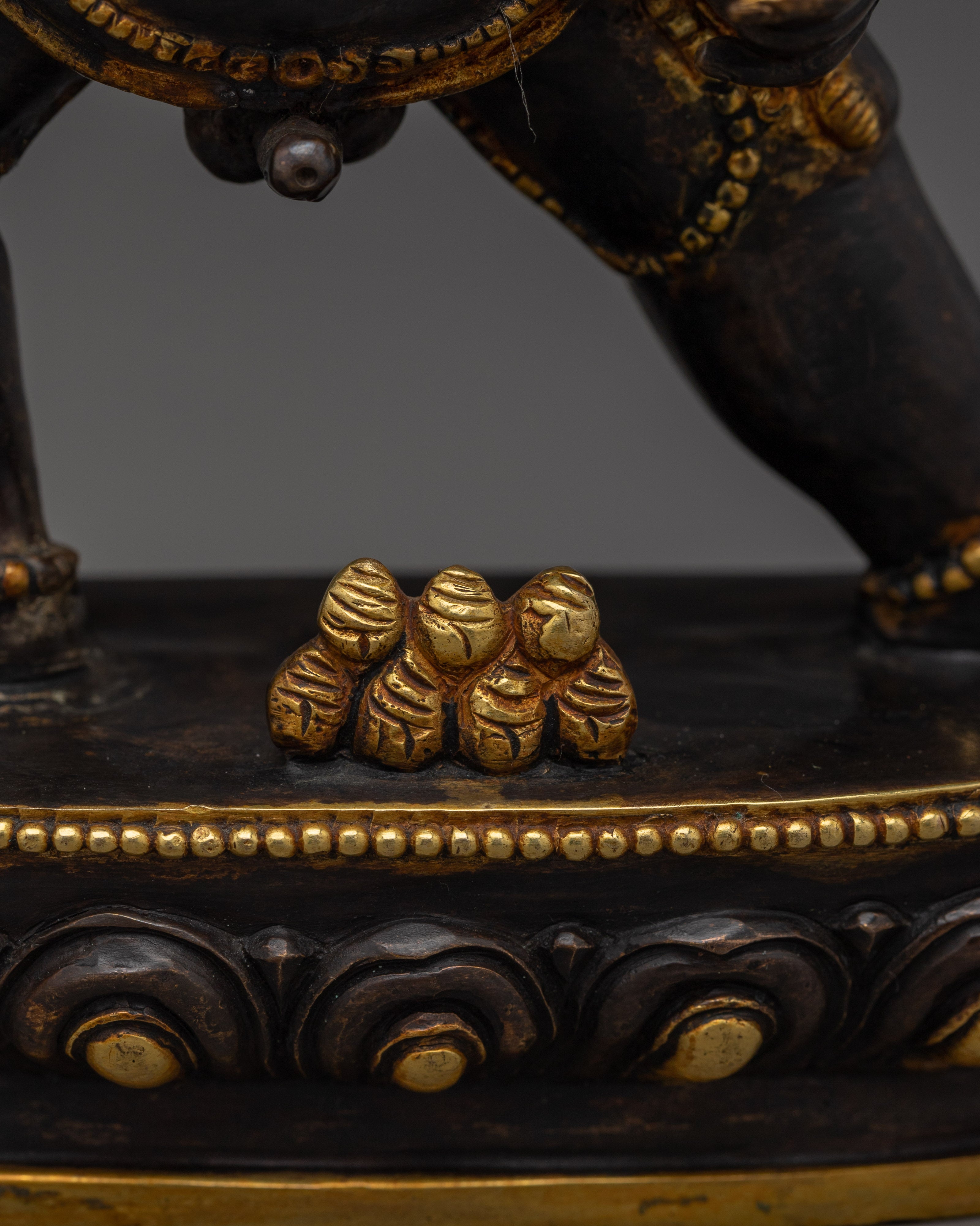 Black Dzambhala Statue with Oxidized | Tibetan Wealth Deity for Meditation