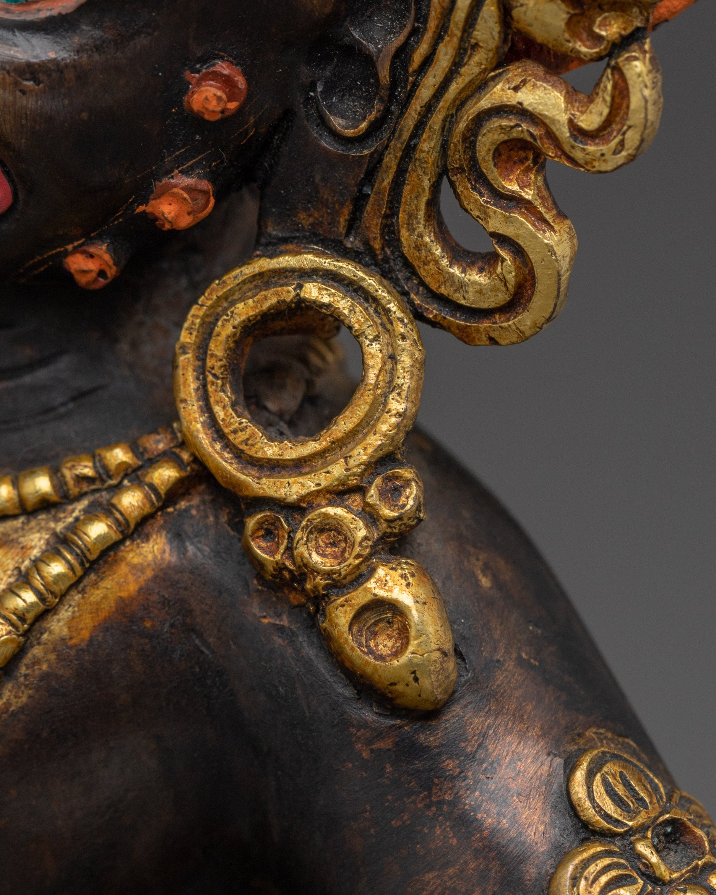 Black Dzambhala Statue with Oxidized | Tibetan Wealth Deity for Meditation