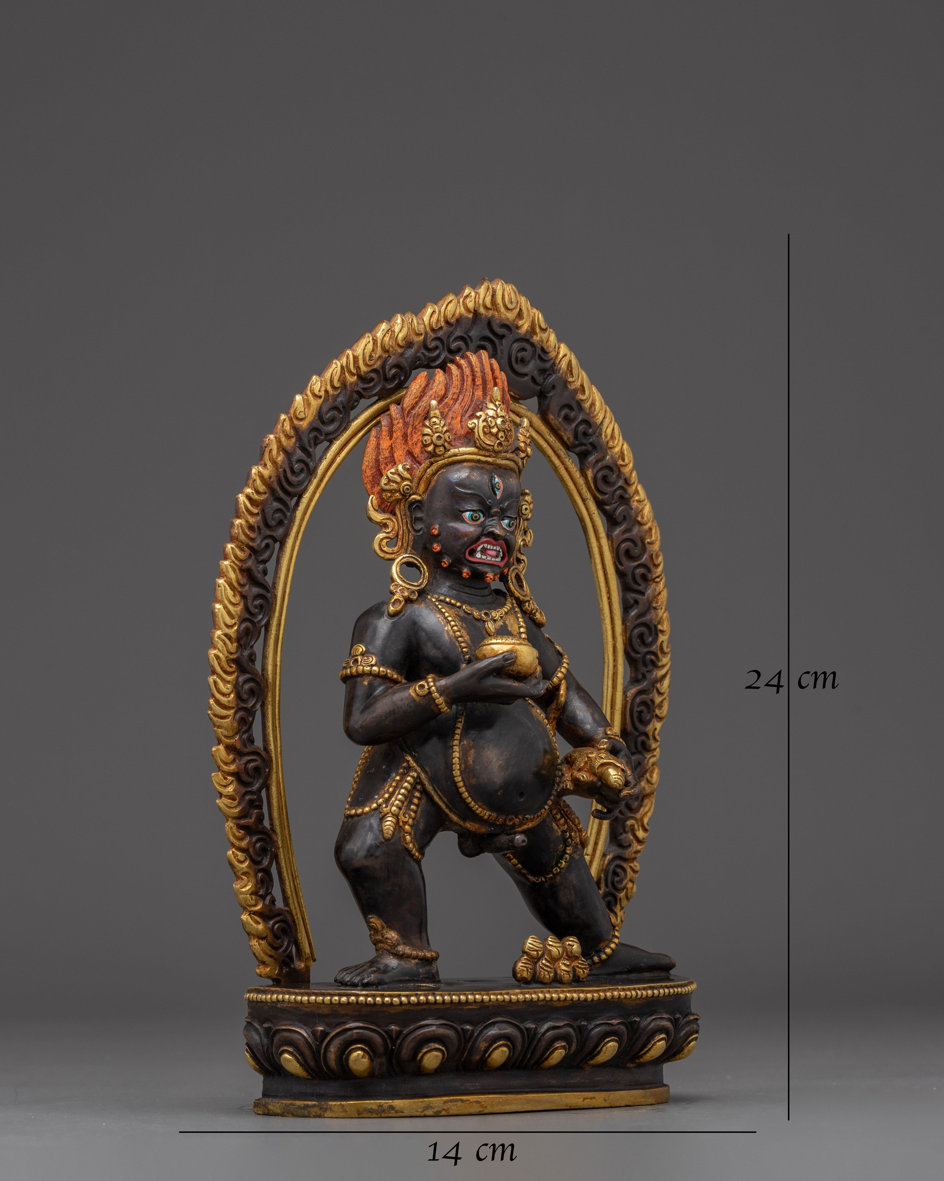 Black Dzambhala Statue with Oxidized