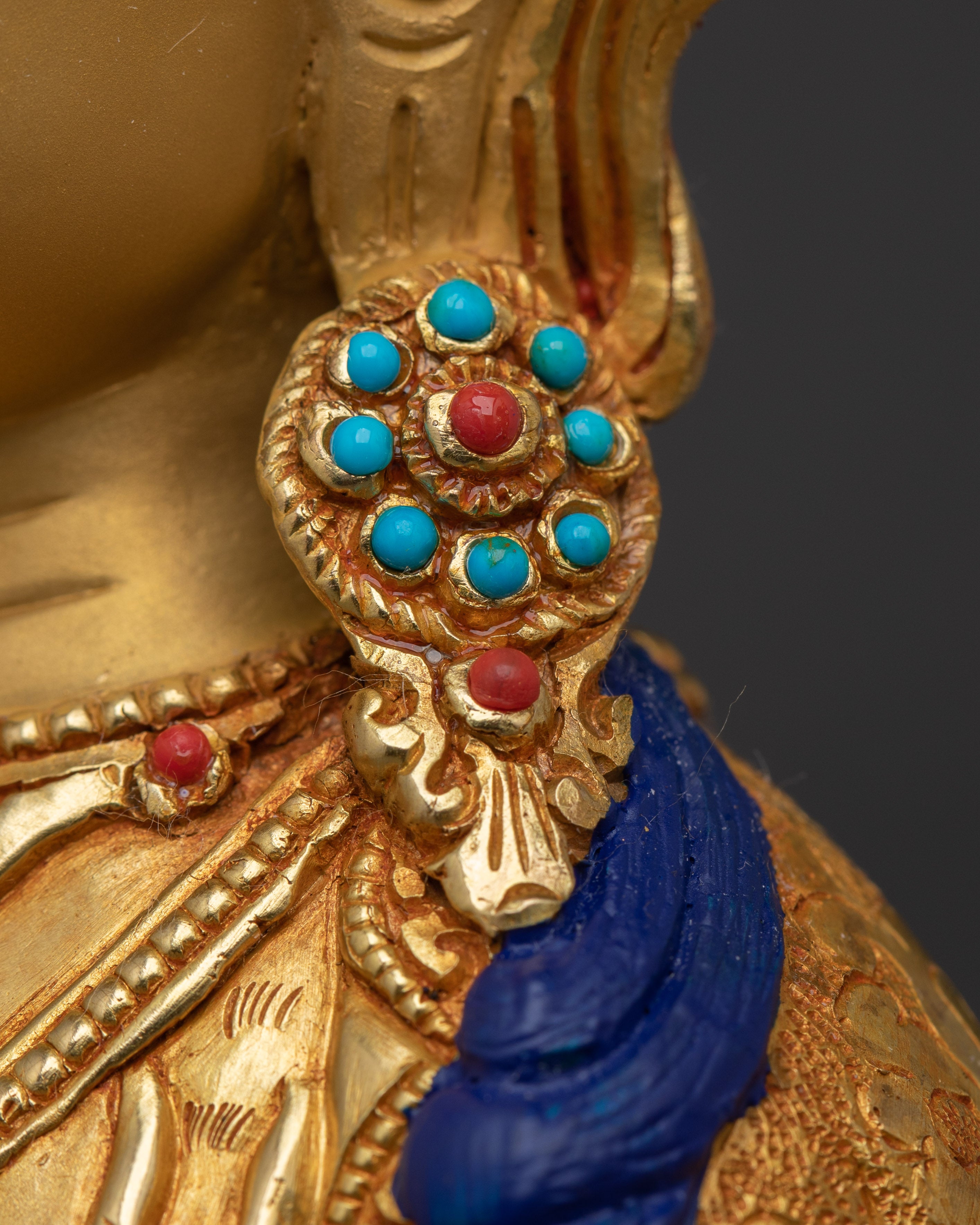 24K Gold Gilded Copper Deity Chenrezig Statue | Tibetan Buddhist Spiritual Decor