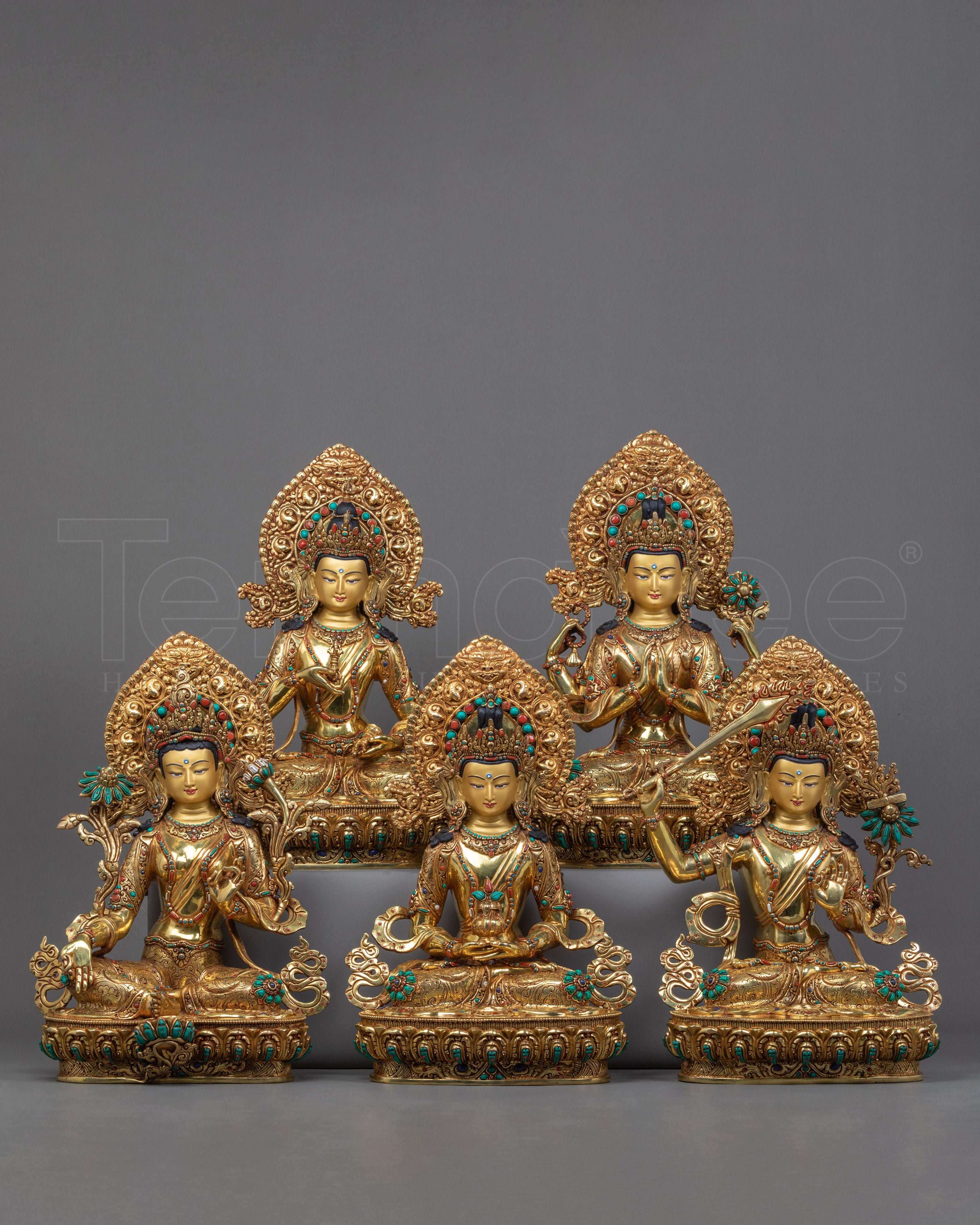 Bodhisattva Sculpture Altar Set | Traditionally Crafted Buddhist Statue Set