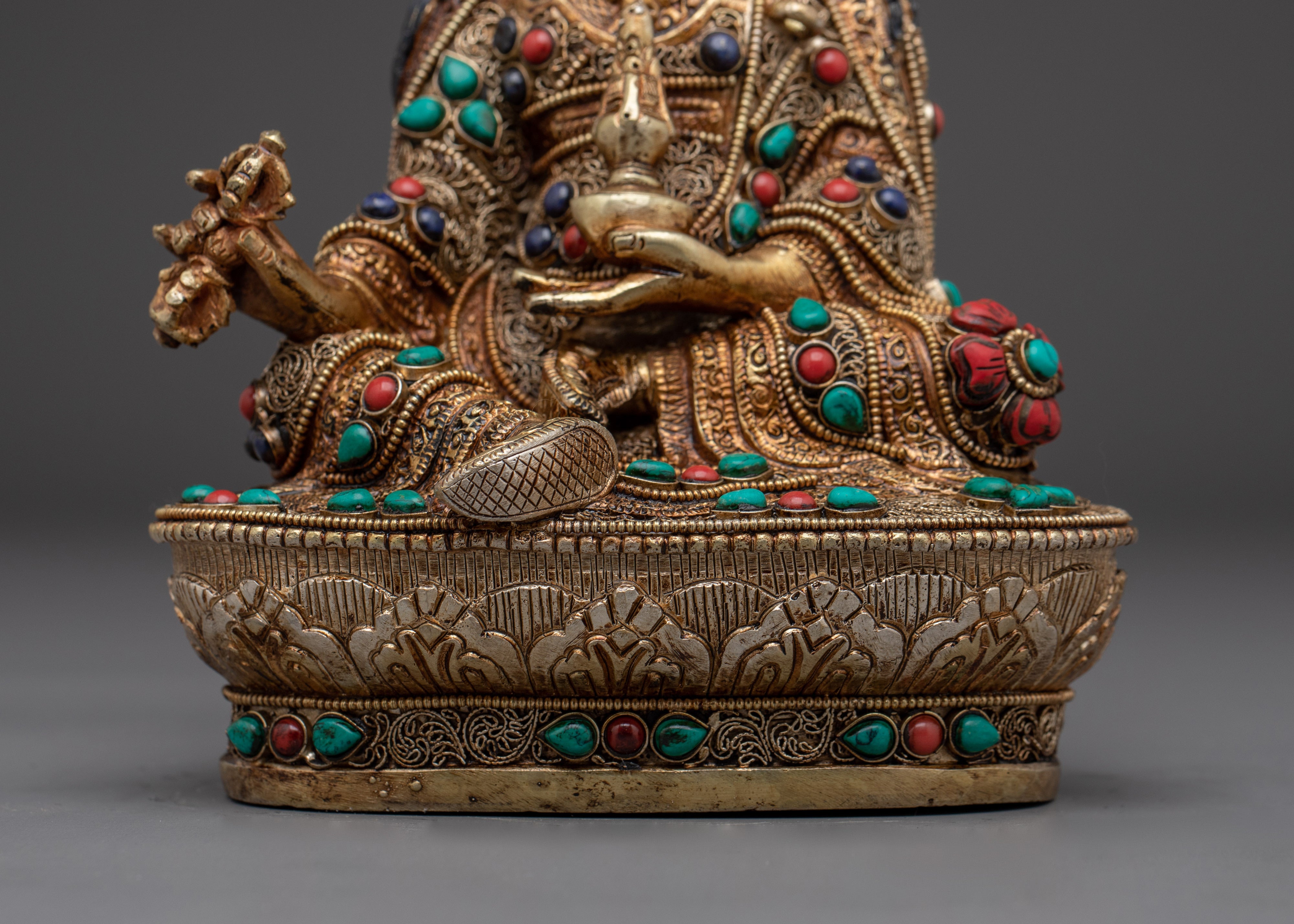 Guru Rinpoche Statue in Electro Gold-Plated | Buddhist Altar or Meditation Space