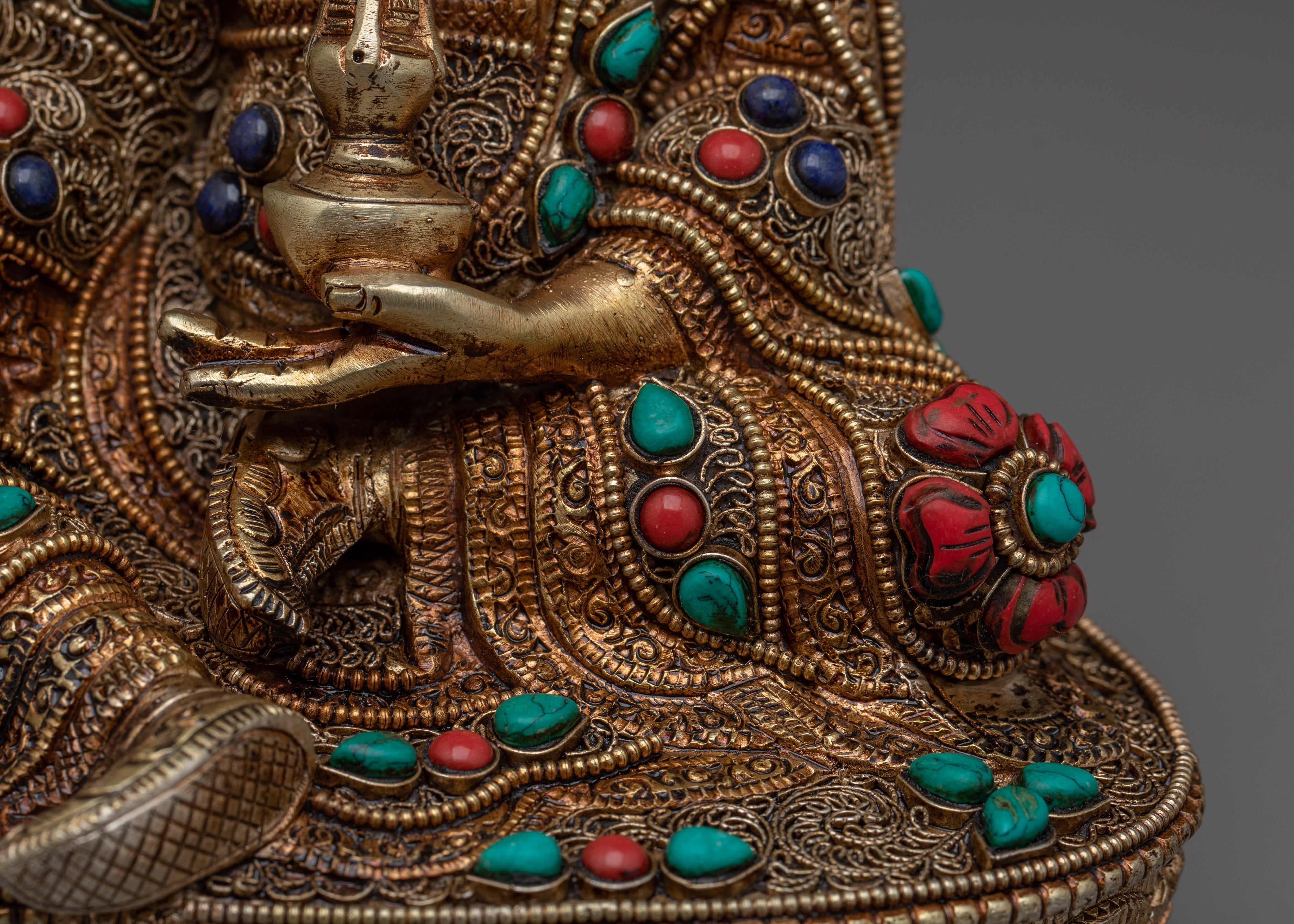 Guru Rinpoche Statue in Electro Gold-Plated | Buddhist Altar or Meditation Space