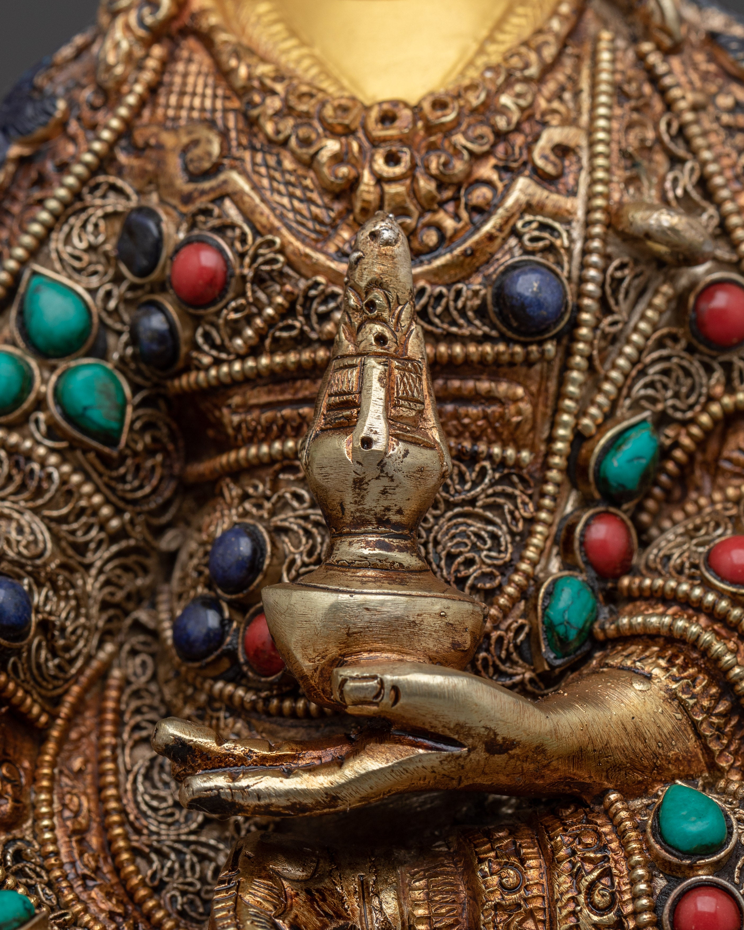 Guru Rinpoche Statue in Electro Gold-Plated | Buddhist Altar or Meditation Space