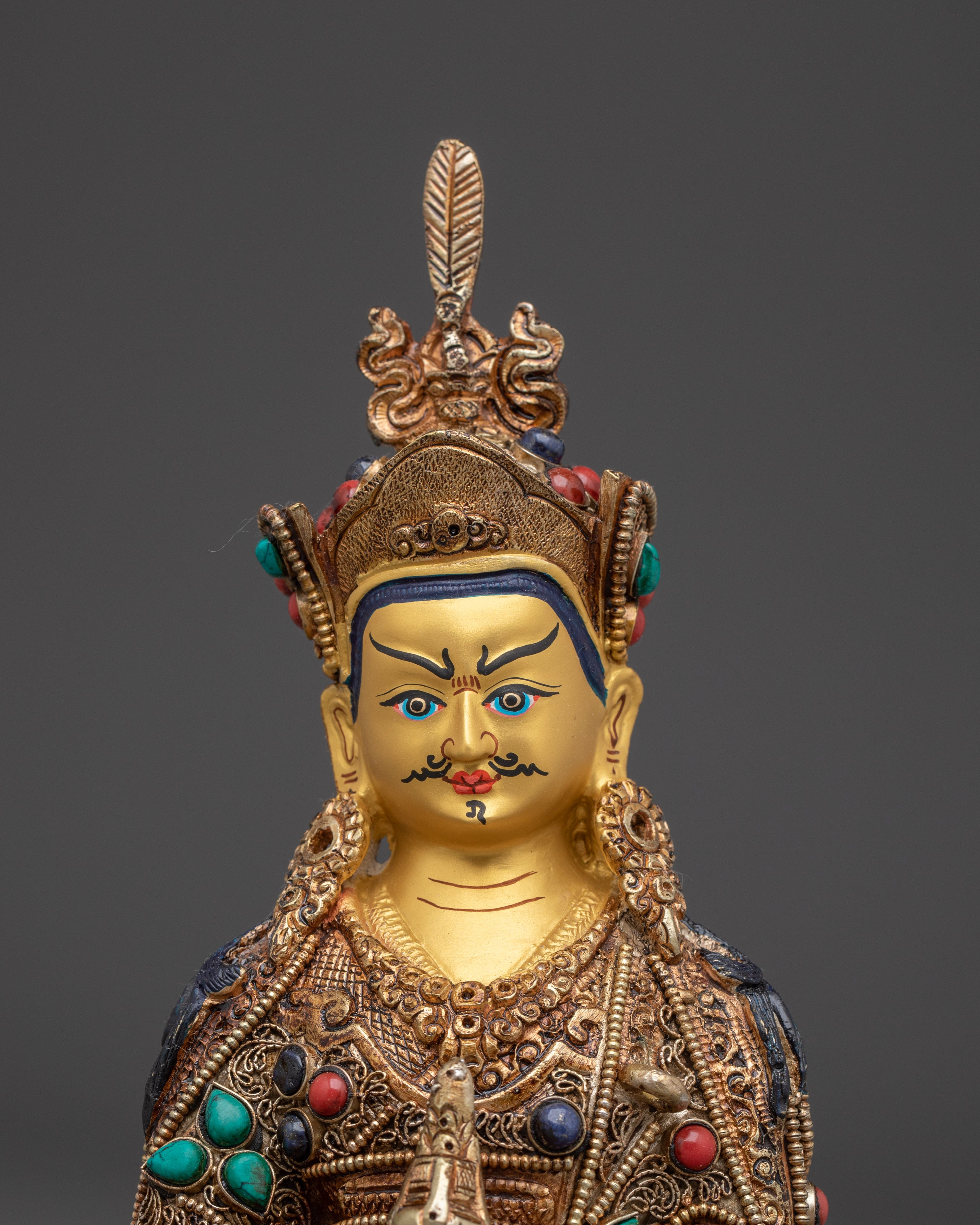 Guru Rinpoche Statue in Electro Gold-Plated | Buddhist Altar or Meditation Space