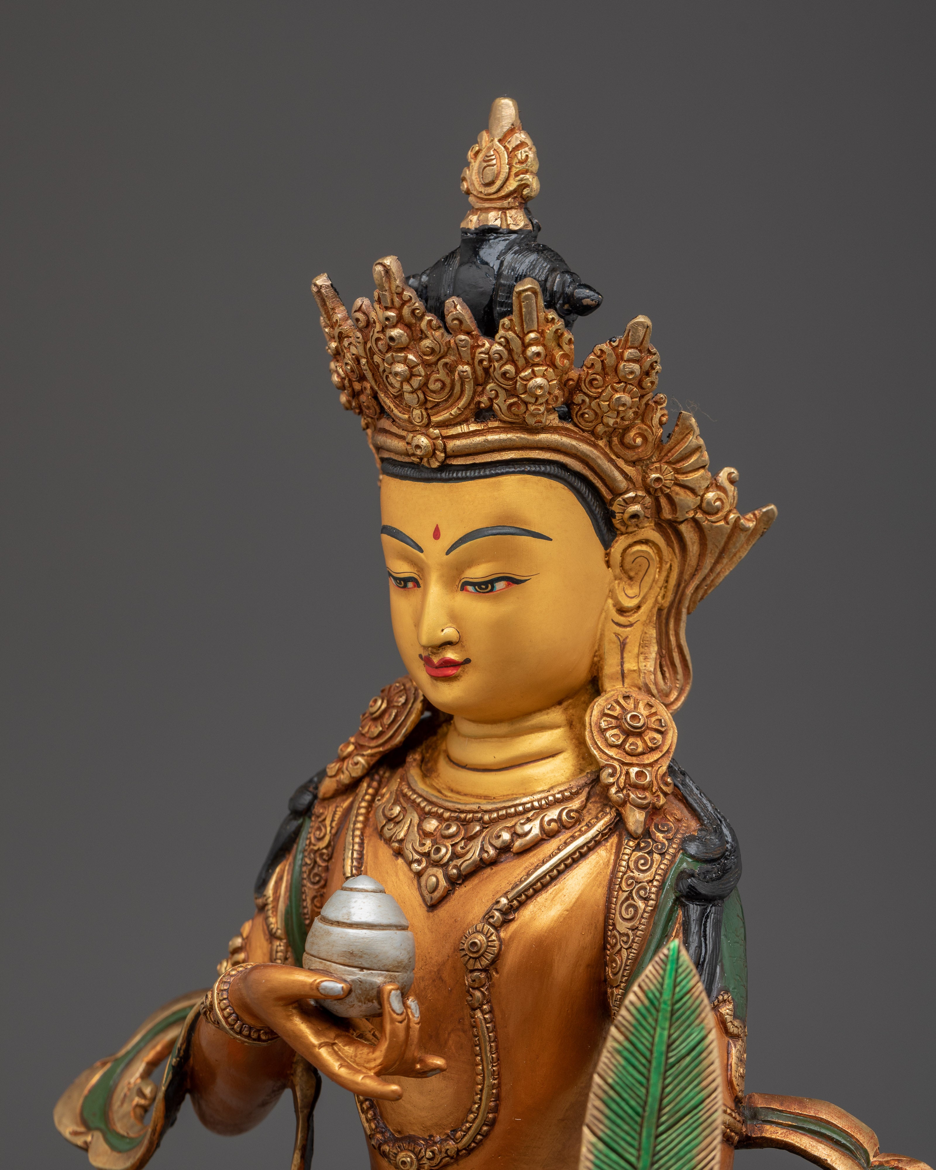 Kshitigarbha Statue for Your Meditation Space | Buddhist Art with Acrylic Paintings