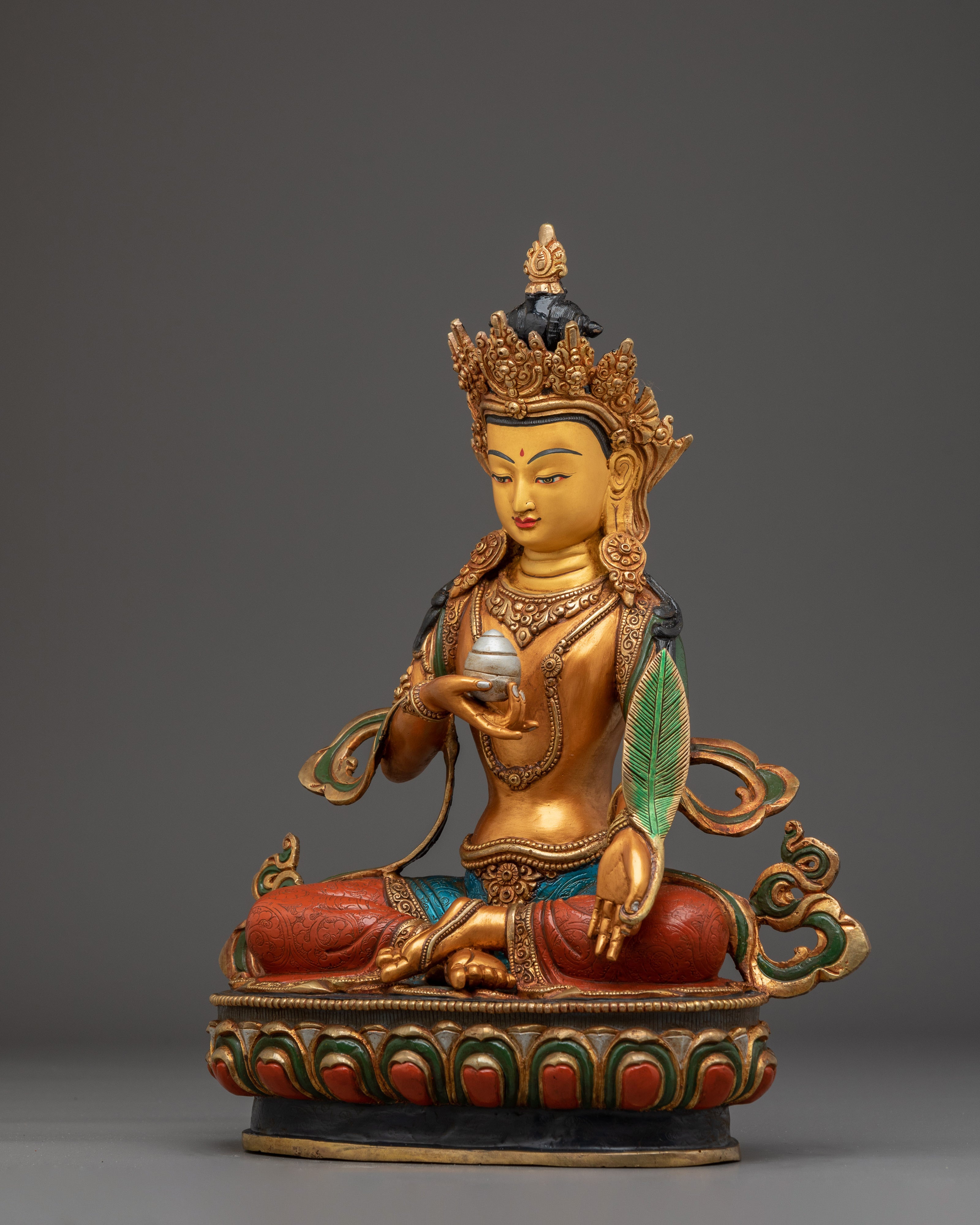 Kshitigarbha Statue for Your Meditation Space | Buddhist Art with Acrylic Paintings