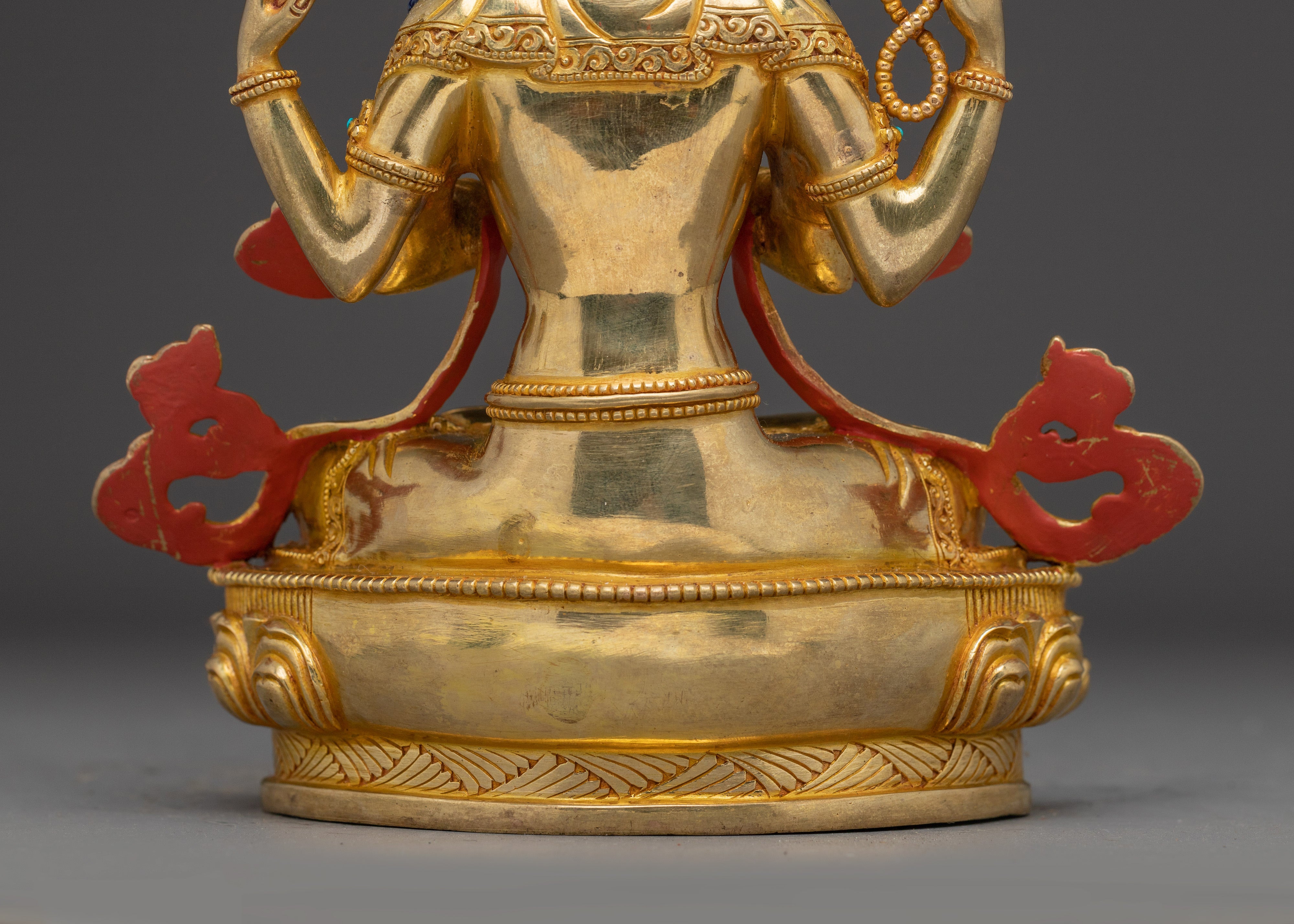 Gold Gilded Chenrezig Sculpture | Handcrafted Tibetan Icon