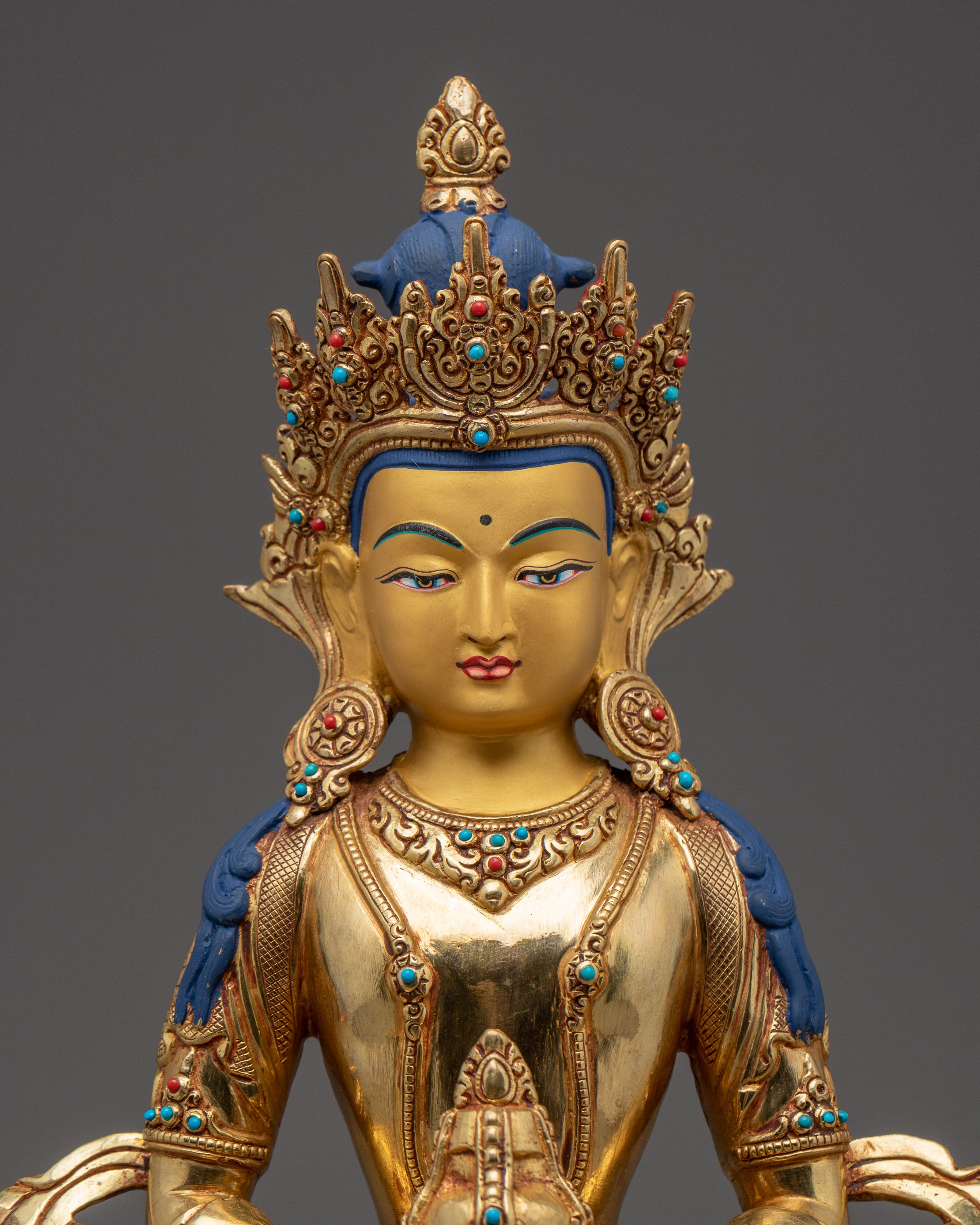 Handmade Statue of Amitayus with Halo | Buddha of Long-life
