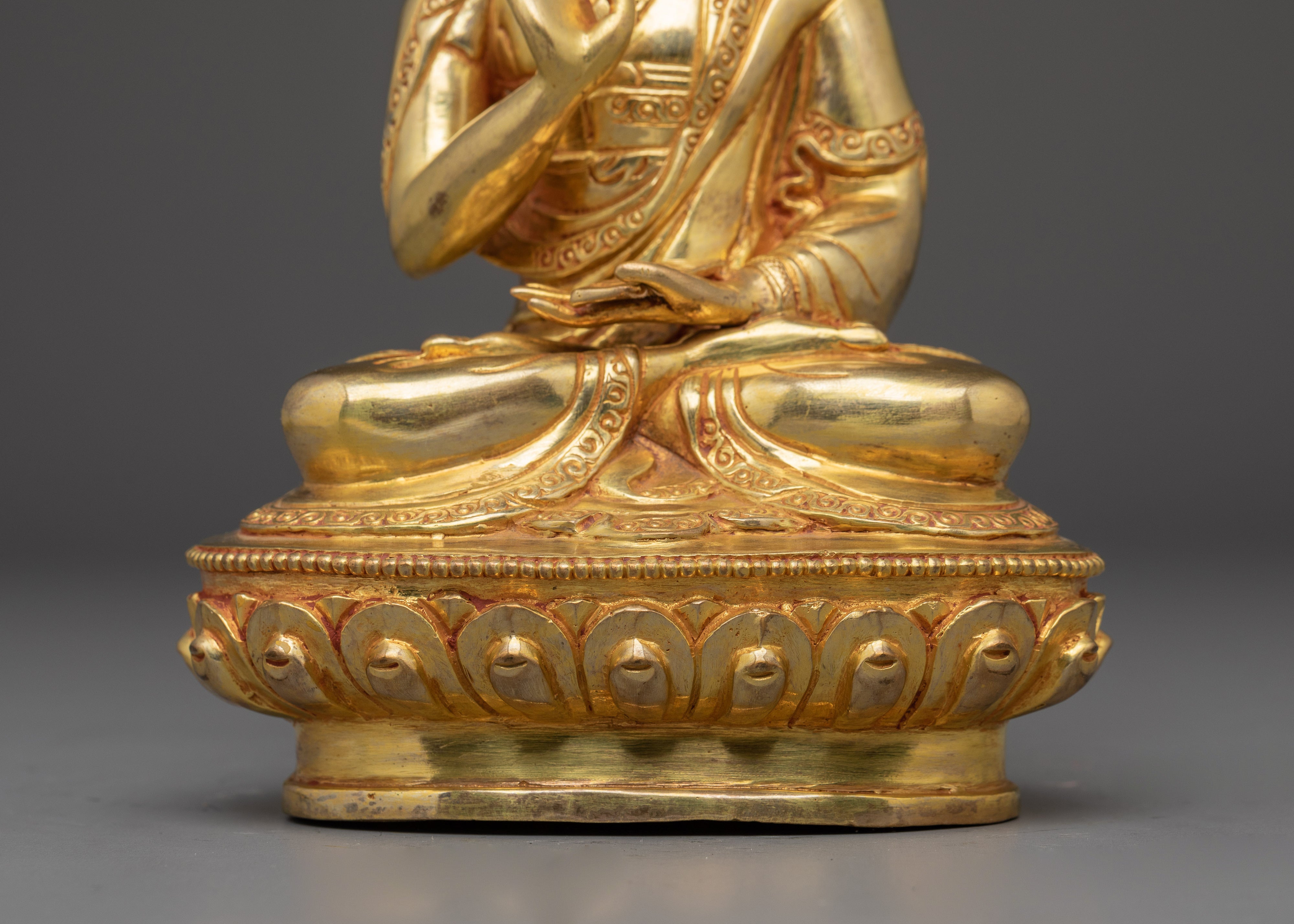 Tibetan Tsongkhapa Statue Set | Nepali Crafted Vajrayana Icons