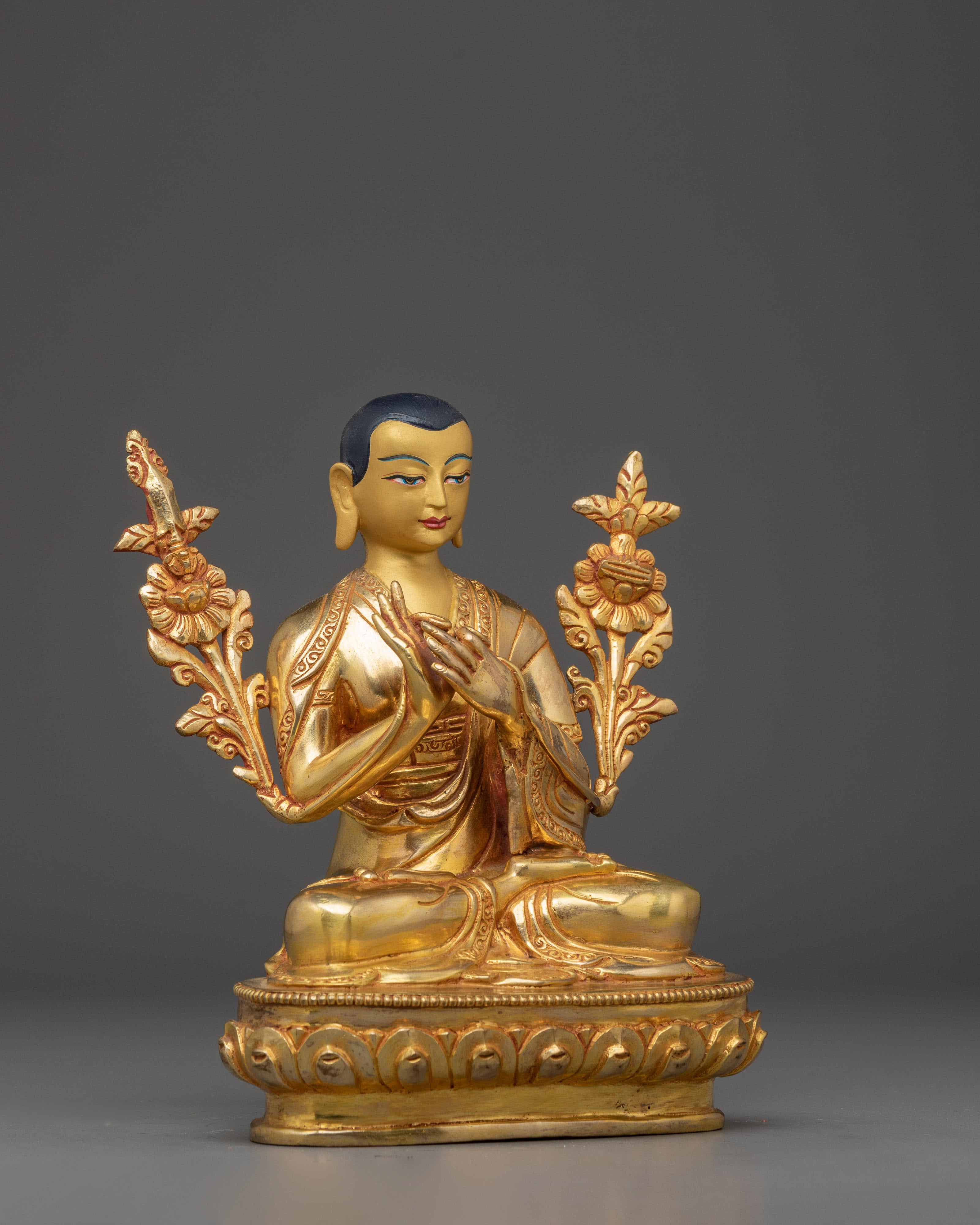 Tibetan Tsongkhapa Statue Set | Nepali Crafted Vajrayana Icons