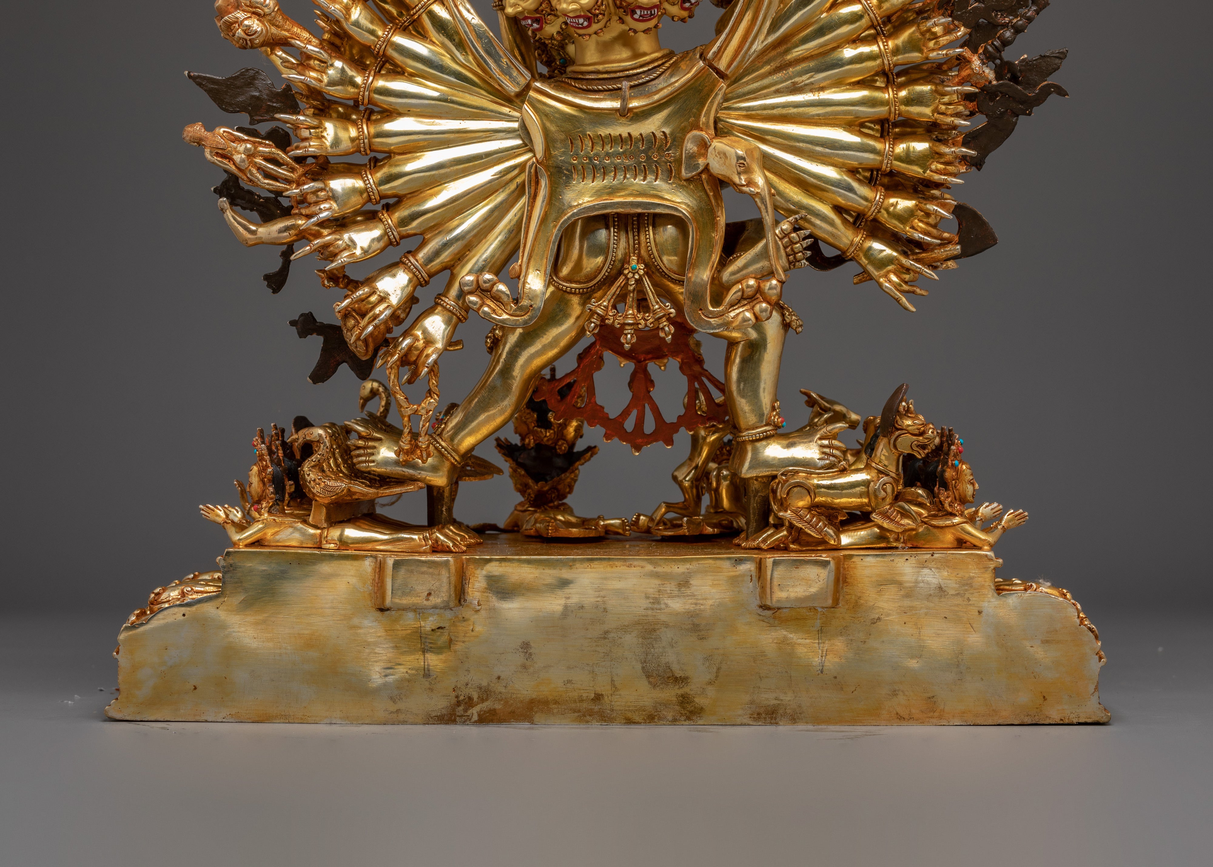 Yamantaka, Wrathful Conqueror of Death | Gold Gilded Tibetan Statue