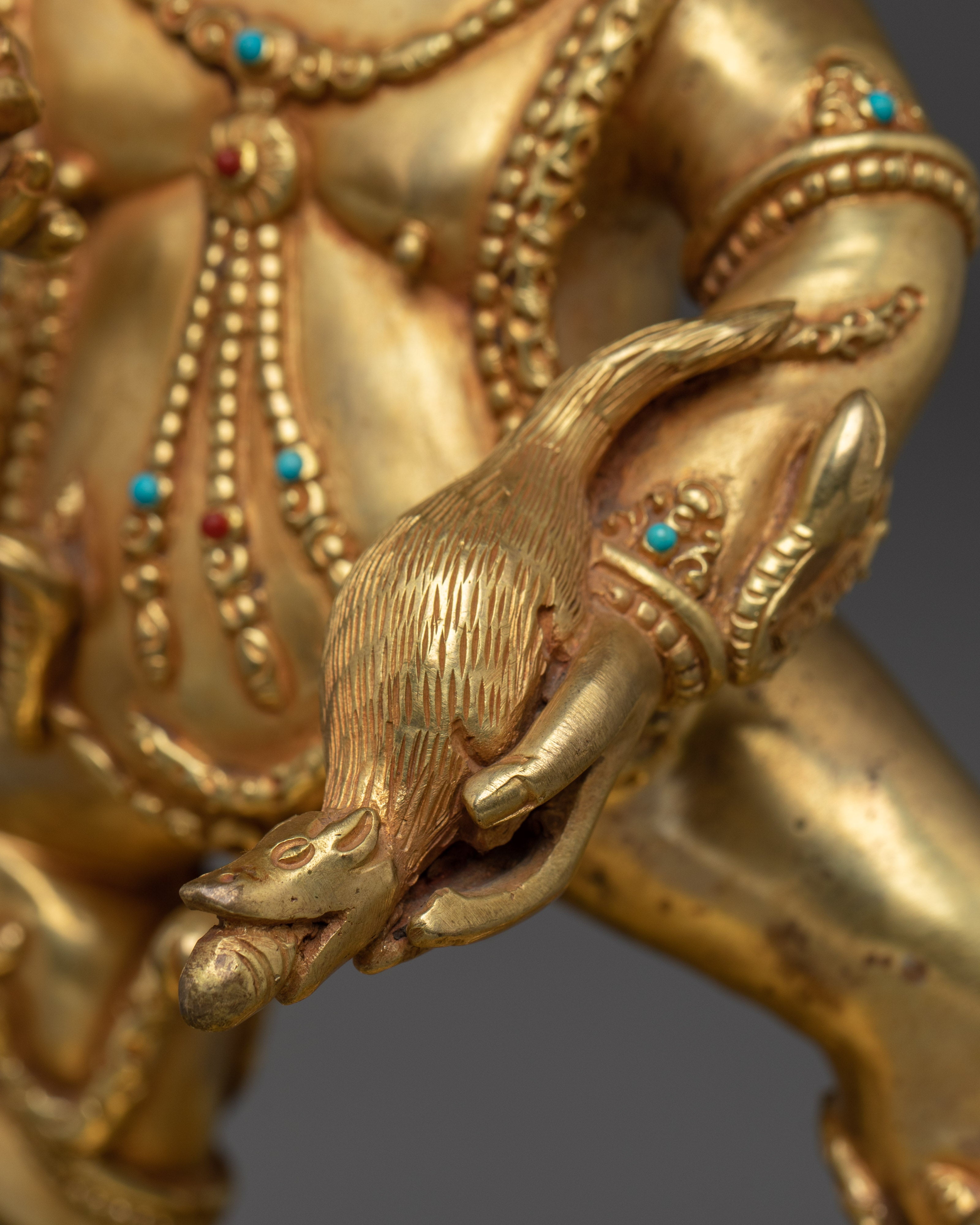 Gold Gilded Black Dzambhala | Himalayan Wealth Deity