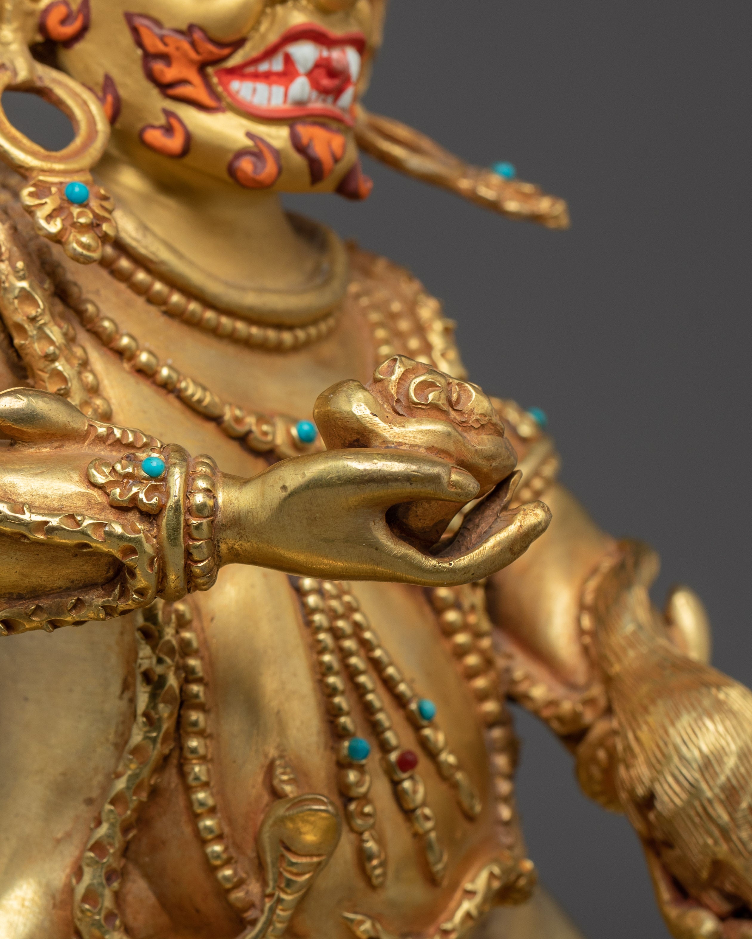 Gold Gilded Black Dzambhala | Himalayan Wealth Deity