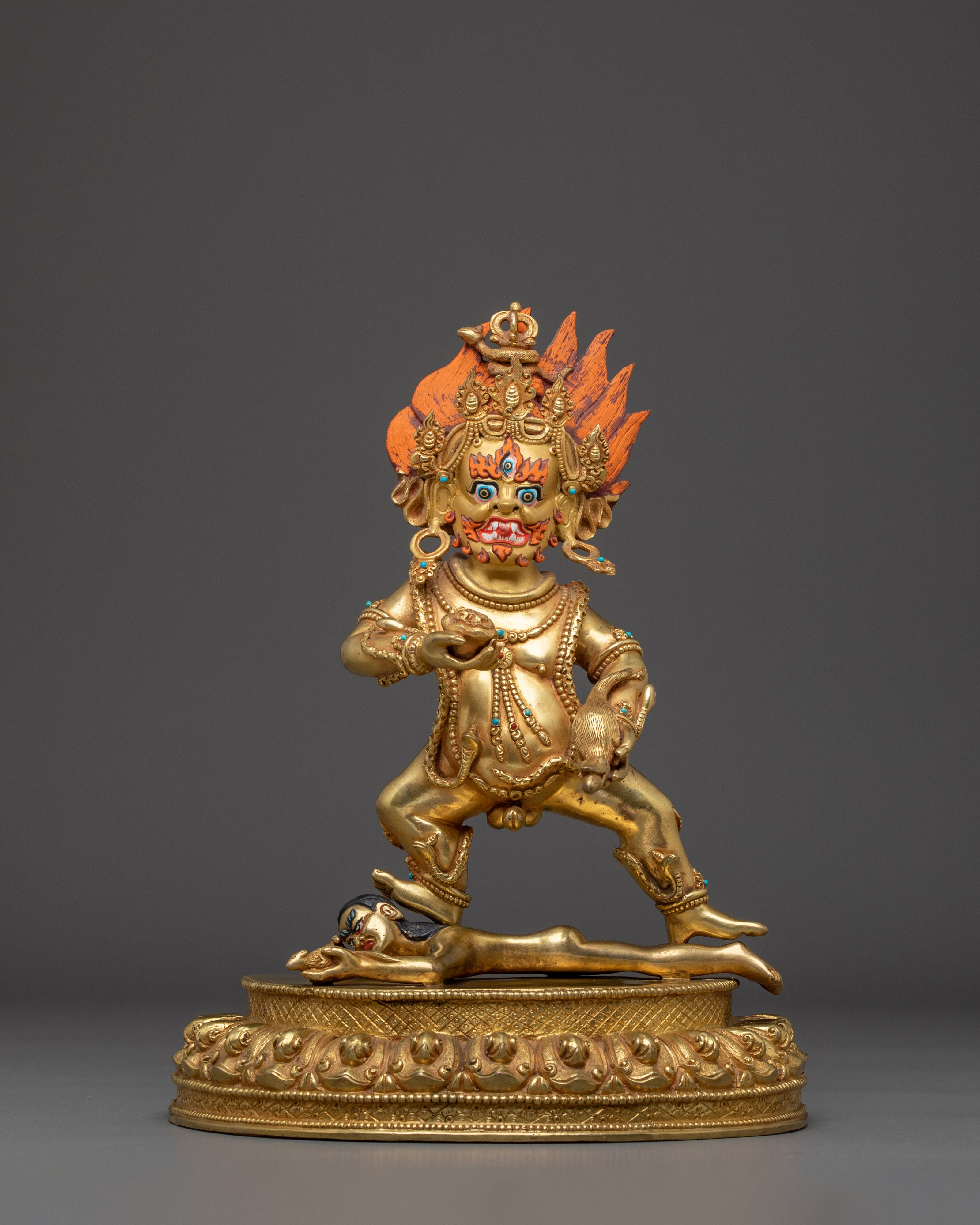 Gold Gilded Black Dzambhala | Himalayan Wealth Deity