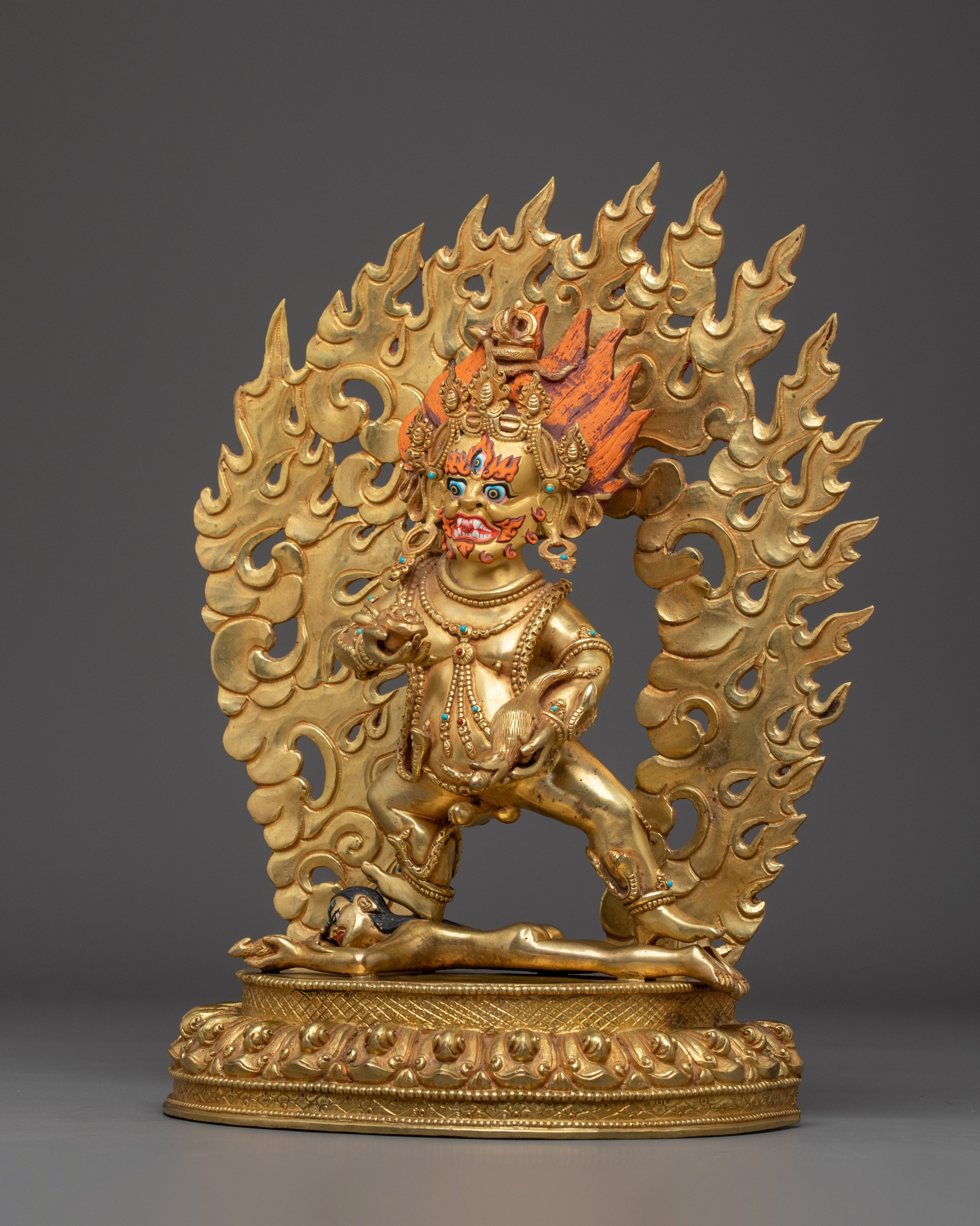 Gold Gilded Black Dzambhala | Himalayan Wealth Deity