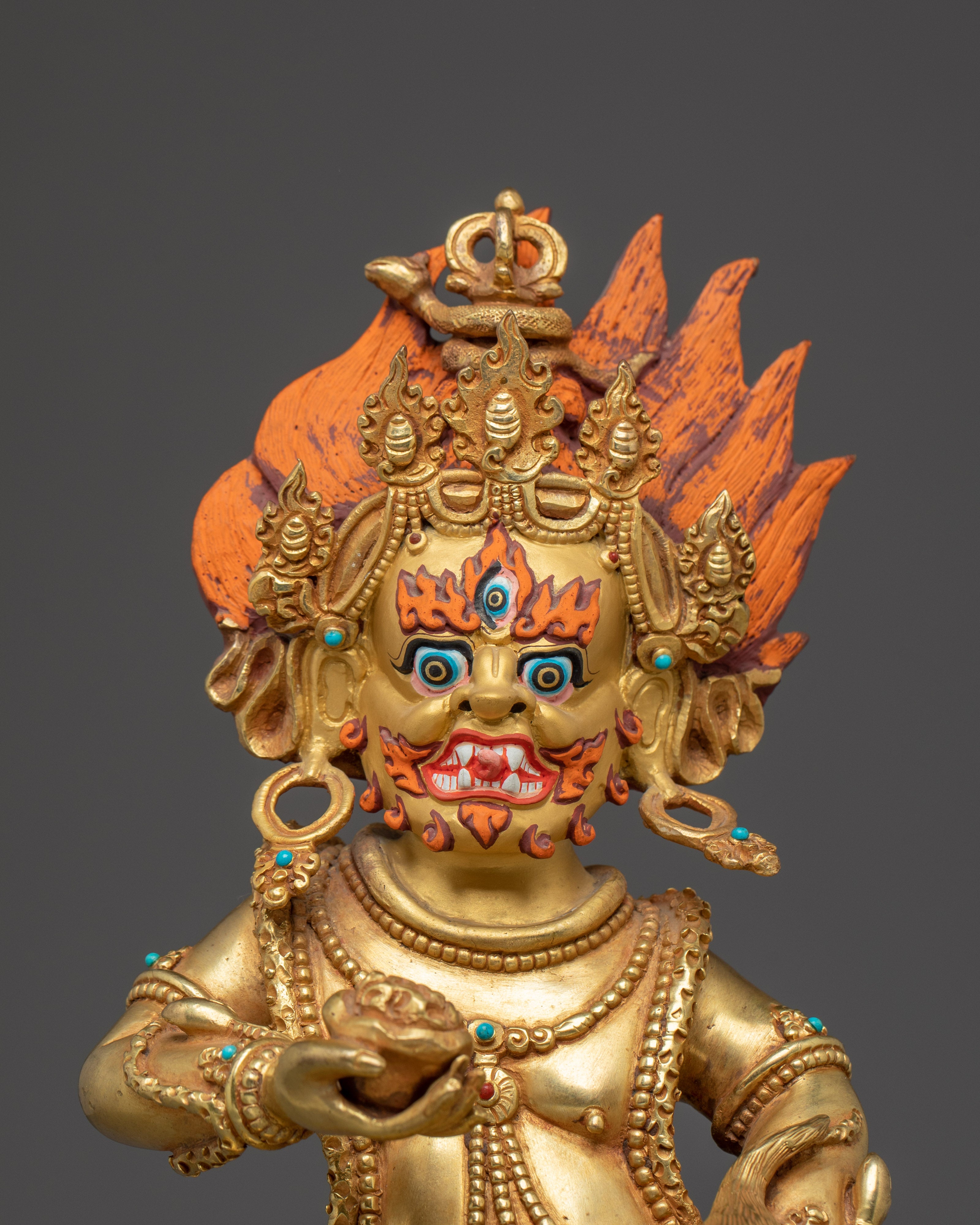 Gold Gilded Black Dzambhala | Himalayan Wealth Deity