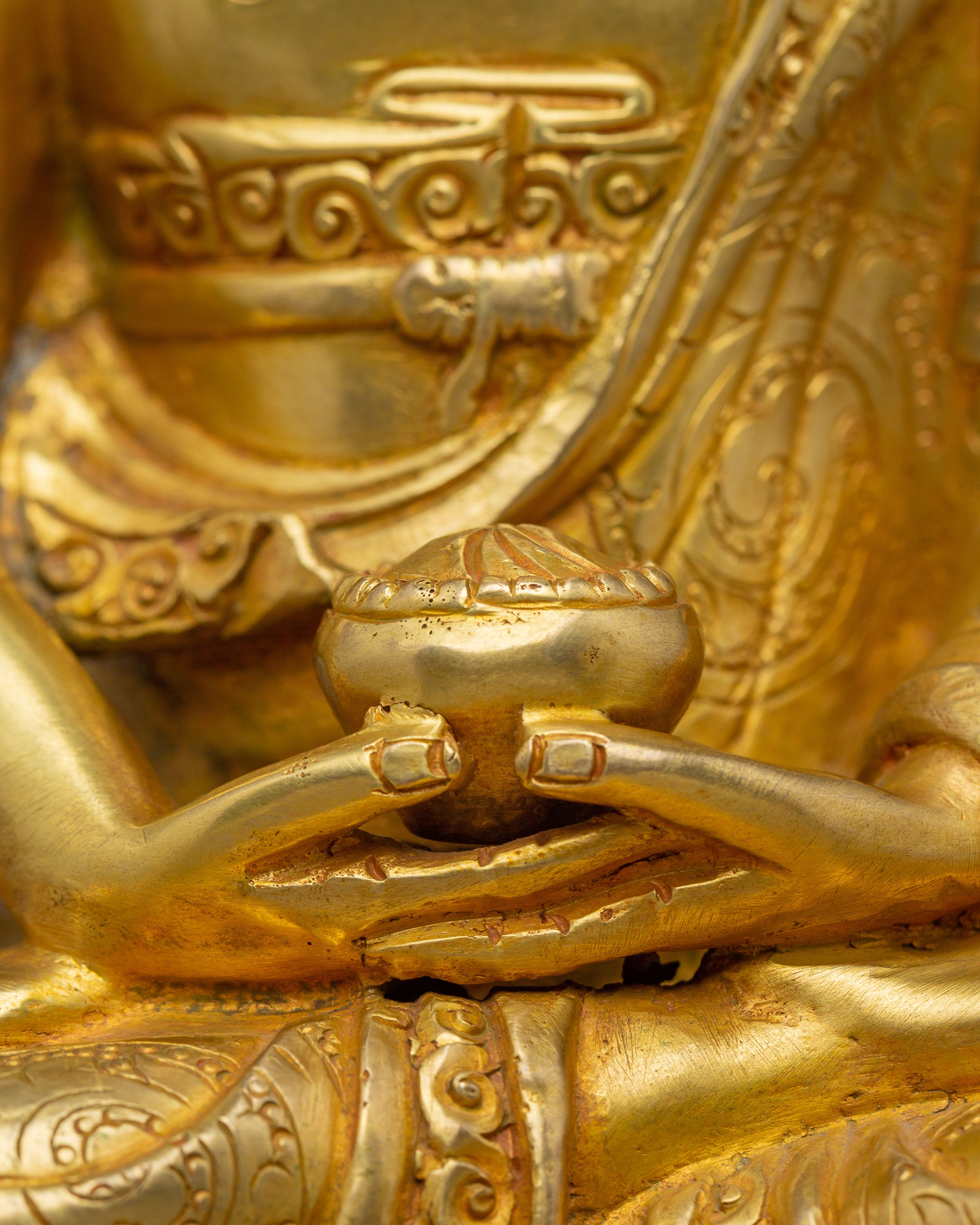 Handmade Golden Statue of Buddha Amitabha | Buddhist Spiritual Artwork