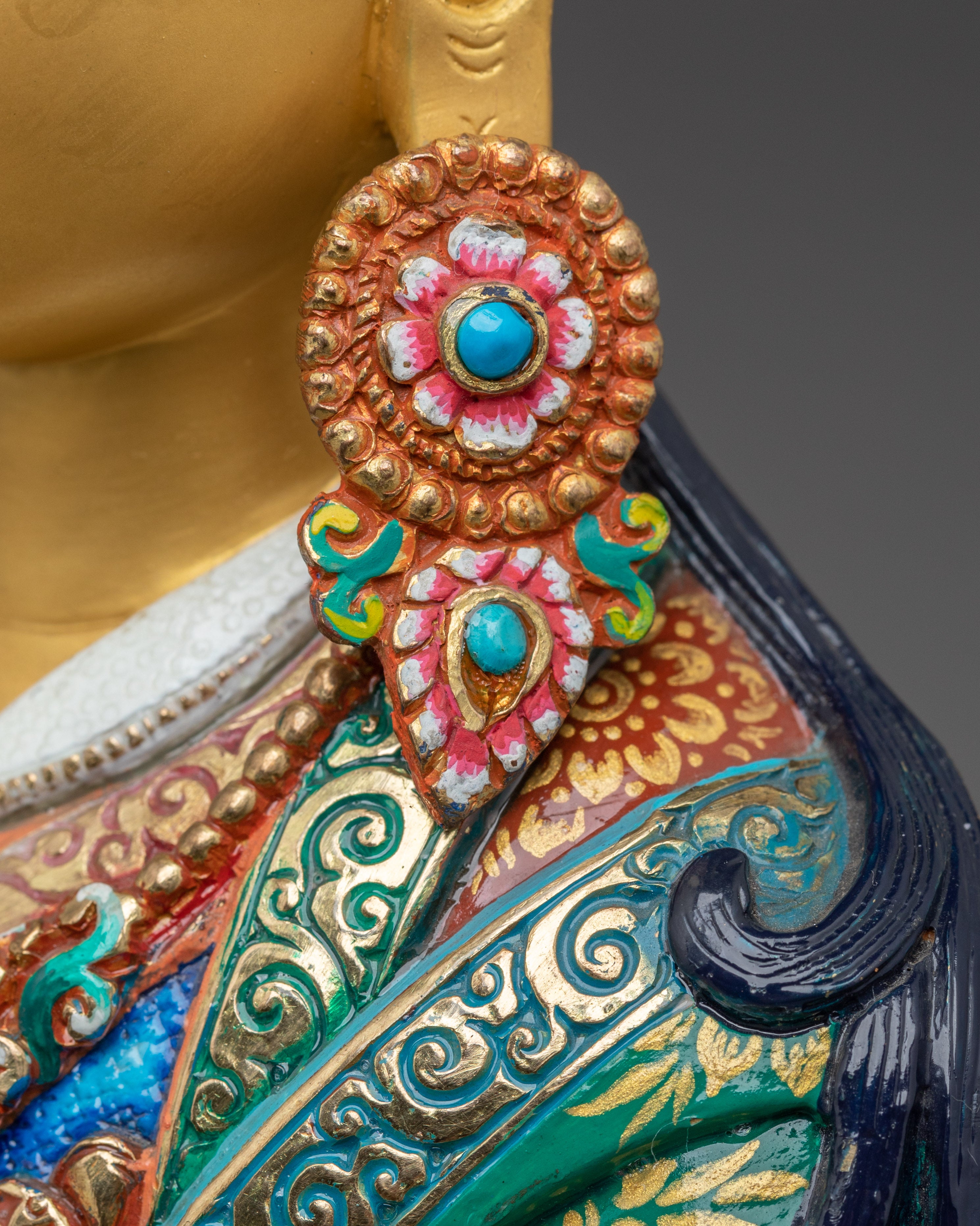 Guru Rinpoche, Embodiment of Tantric Wisdom | Gold Gilded Nepali Statue