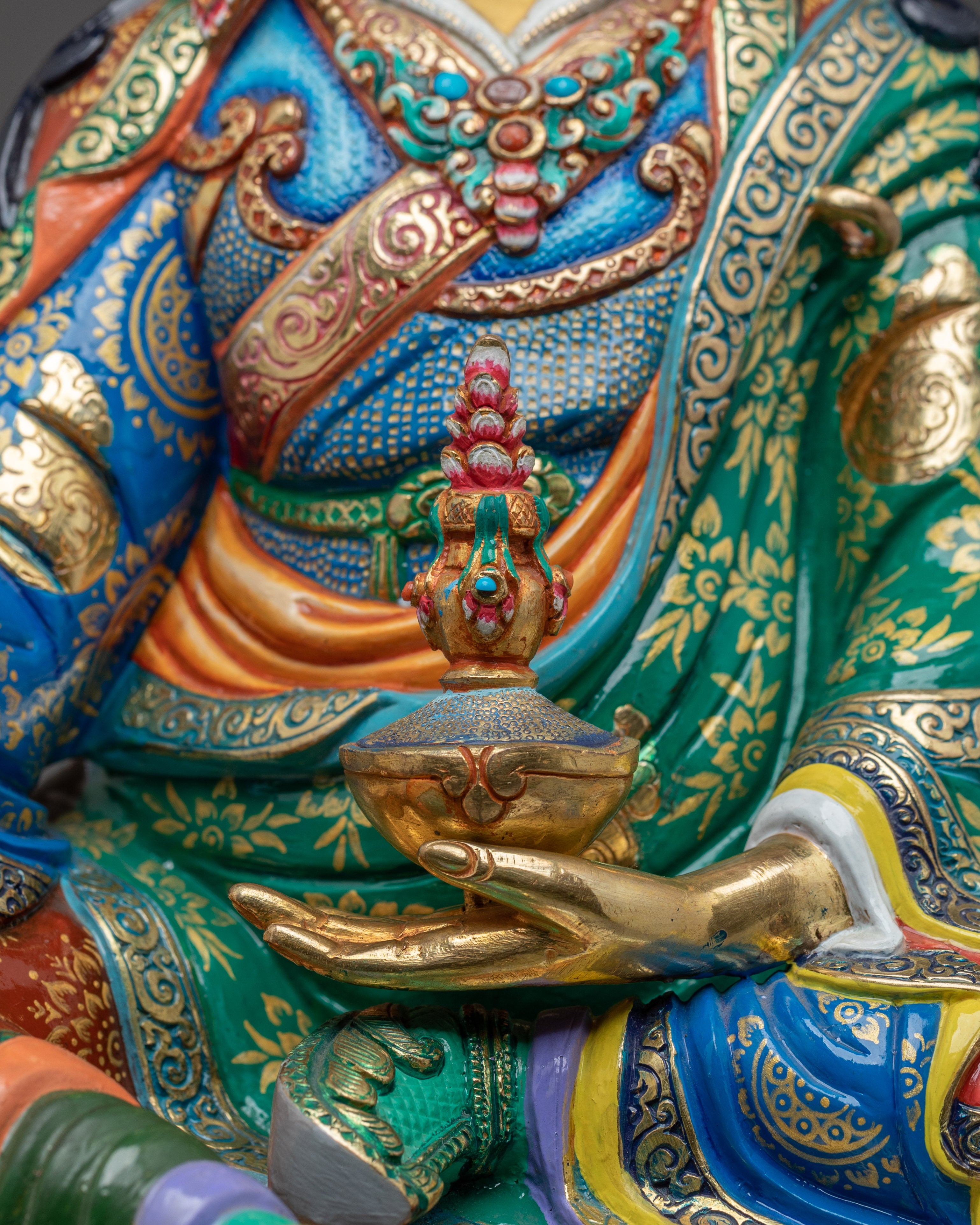 Guru Rinpoche, Embodiment of Tantric Wisdom | Gold Gilded Nepali Statue