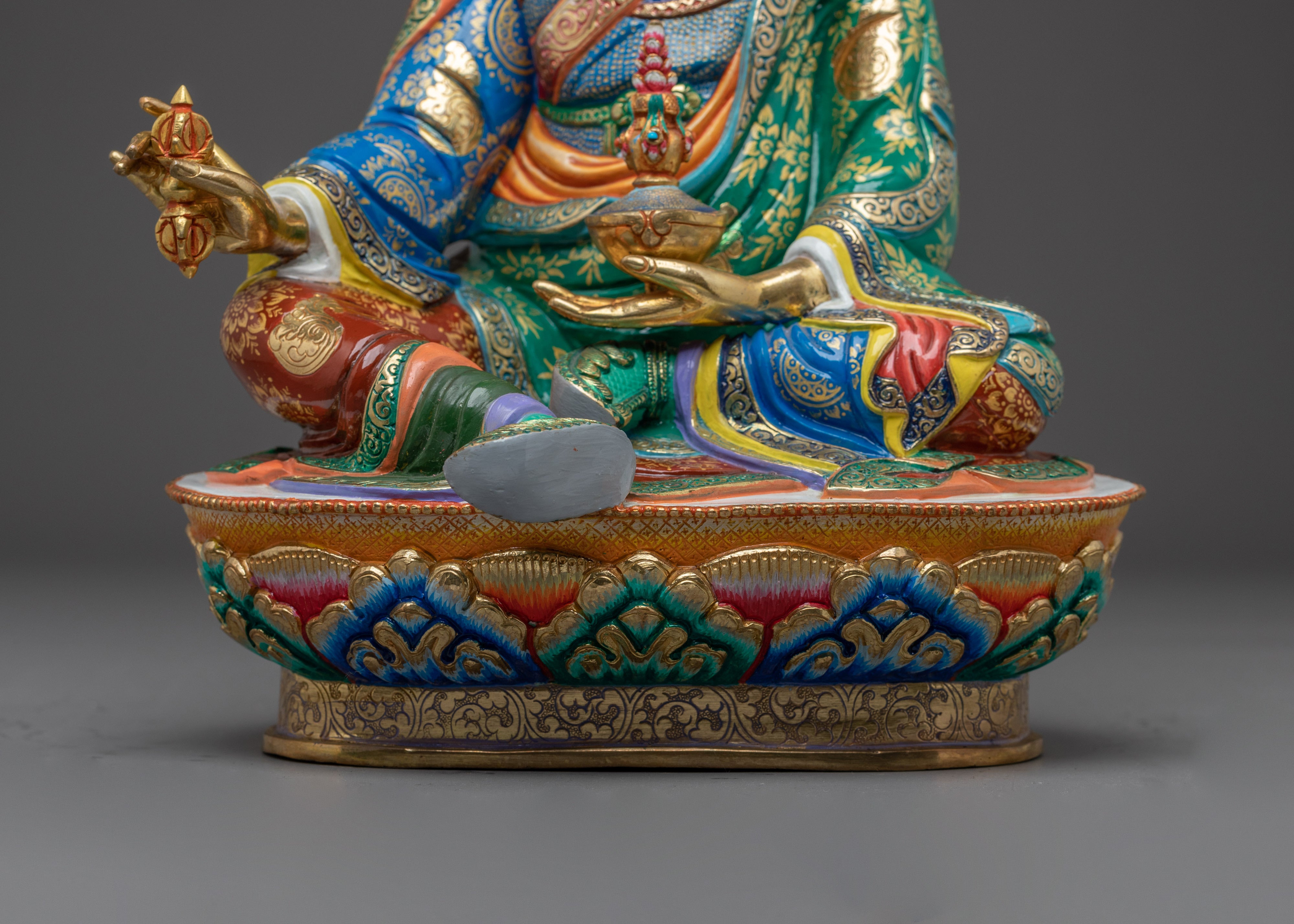 Guru Rinpoche, Embodiment of Tantric Wisdom | Gold Gilded Nepali Statue