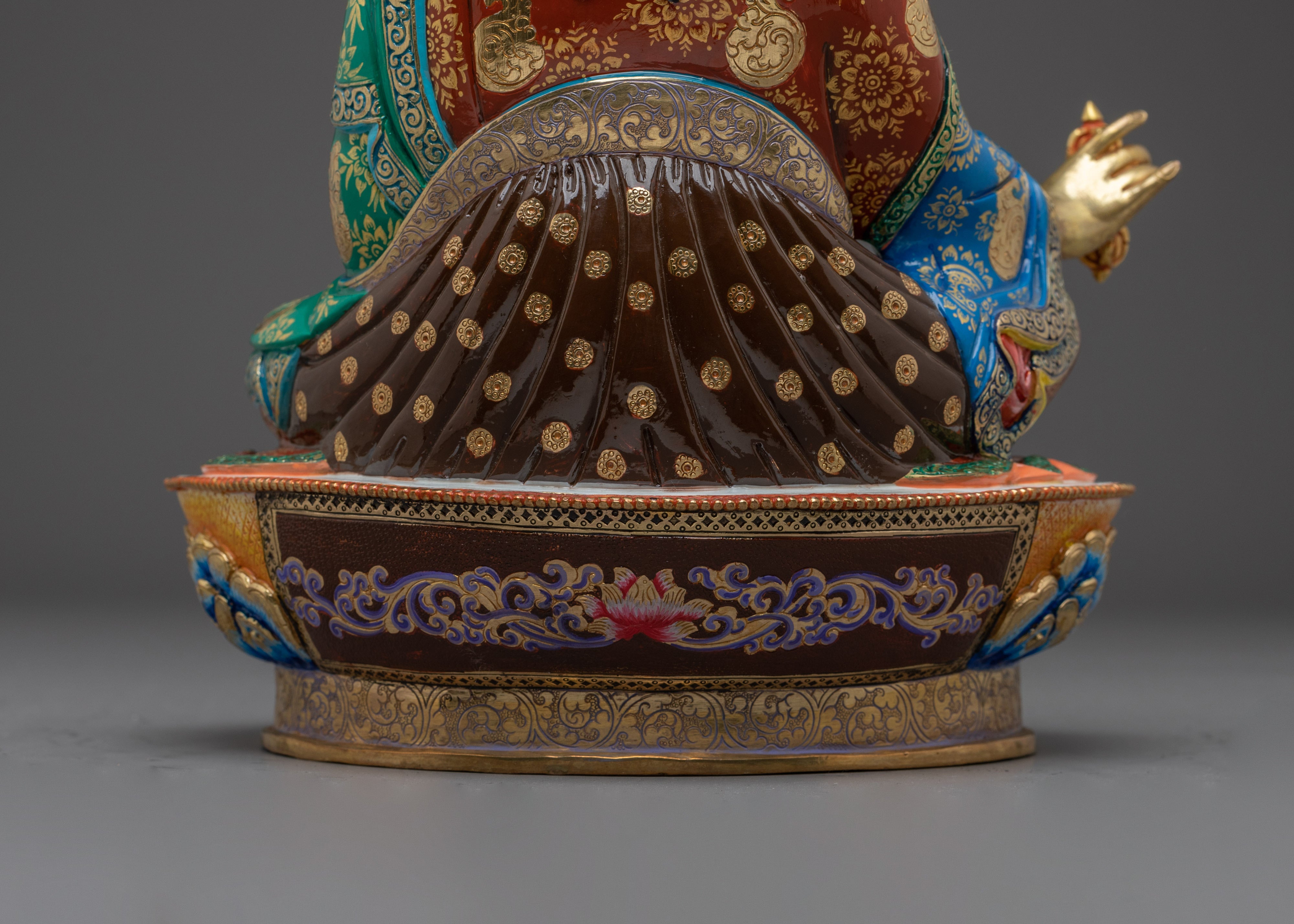 Guru Rinpoche, Embodiment of Tantric Wisdom | Gold Gilded Nepali Statue