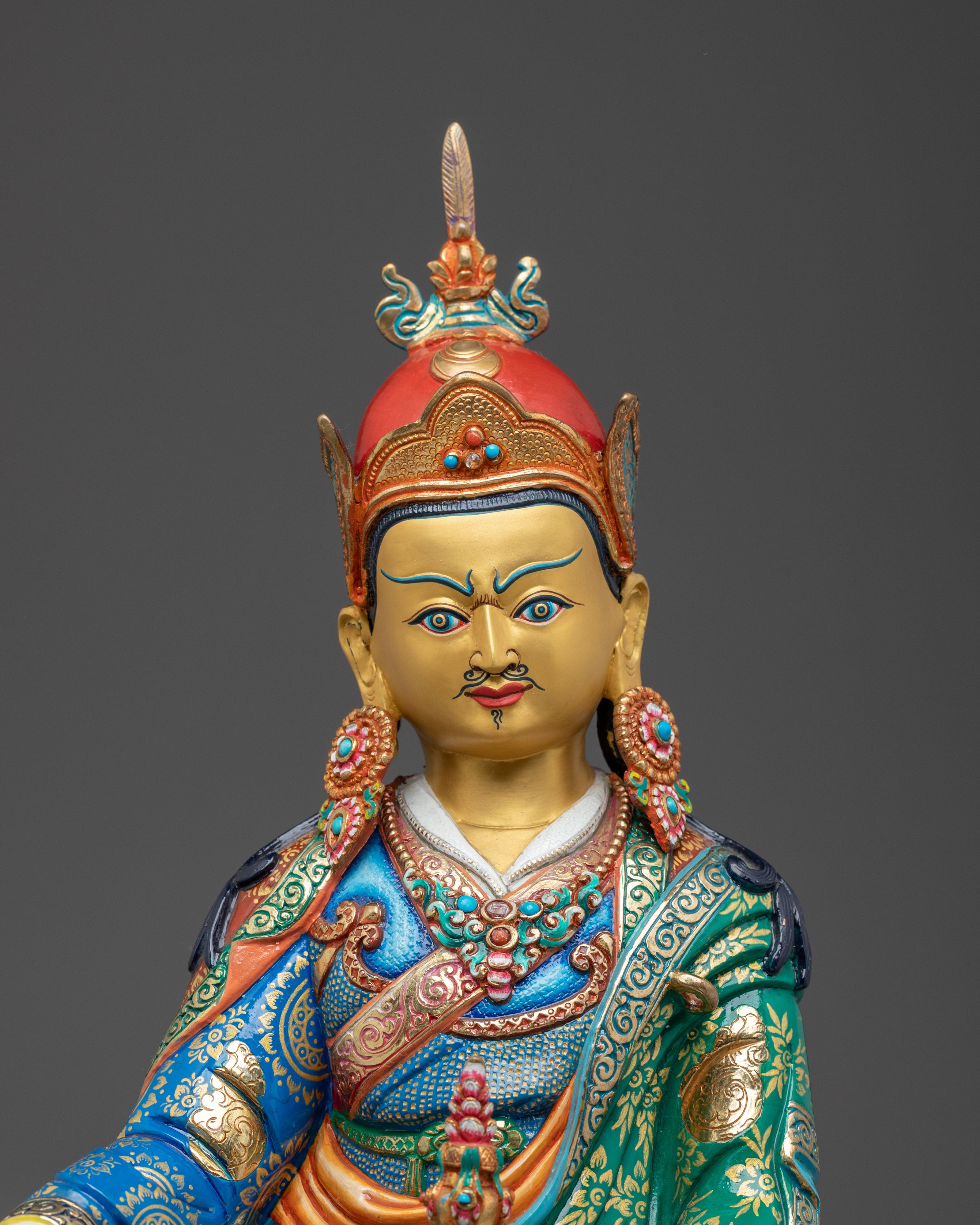 Guru Rinpoche, Embodiment of Tantric Wisdom | Gold Gilded Nepali Statue