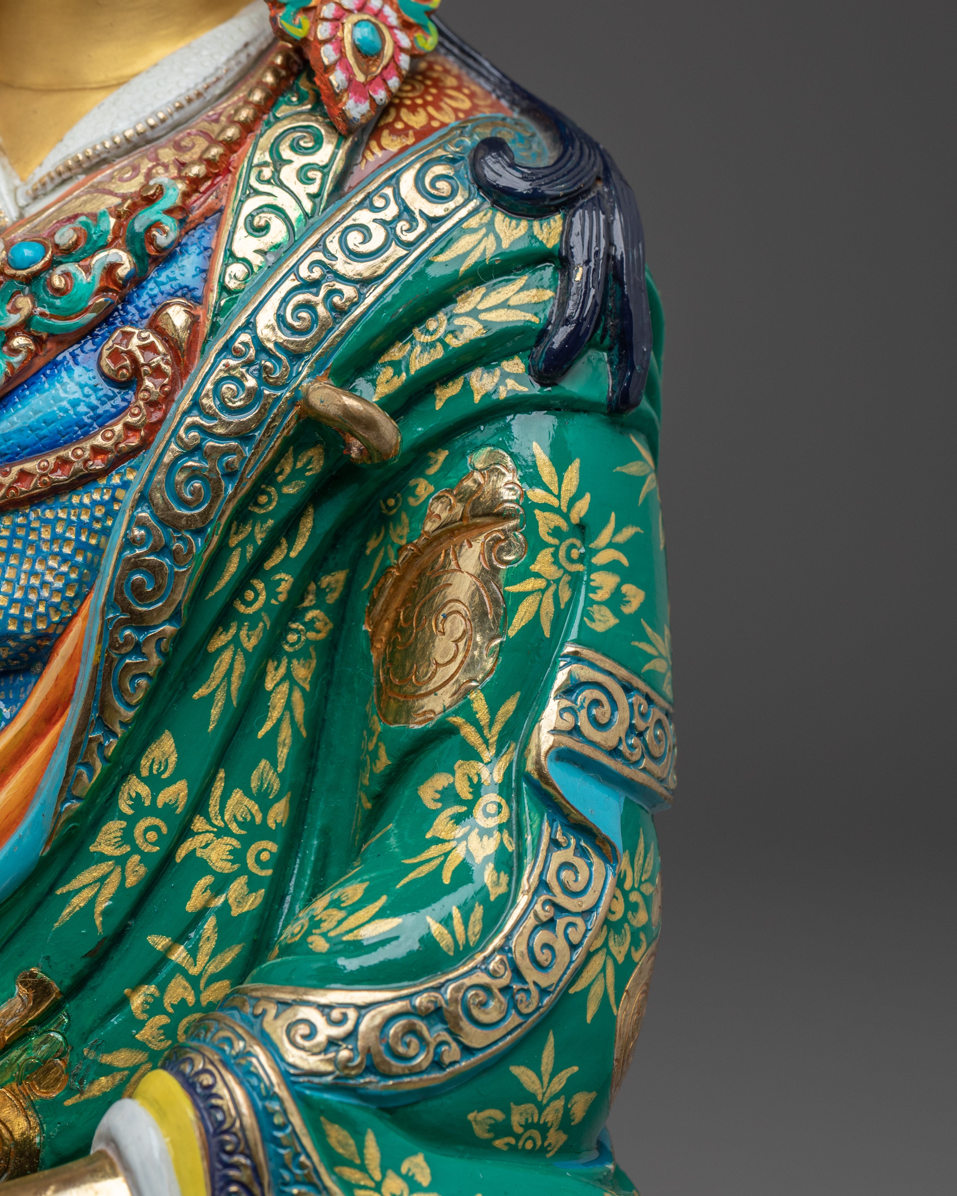 Guru Rinpoche, Embodiment of Tantric Wisdom | Gold Gilded Nepali Statue