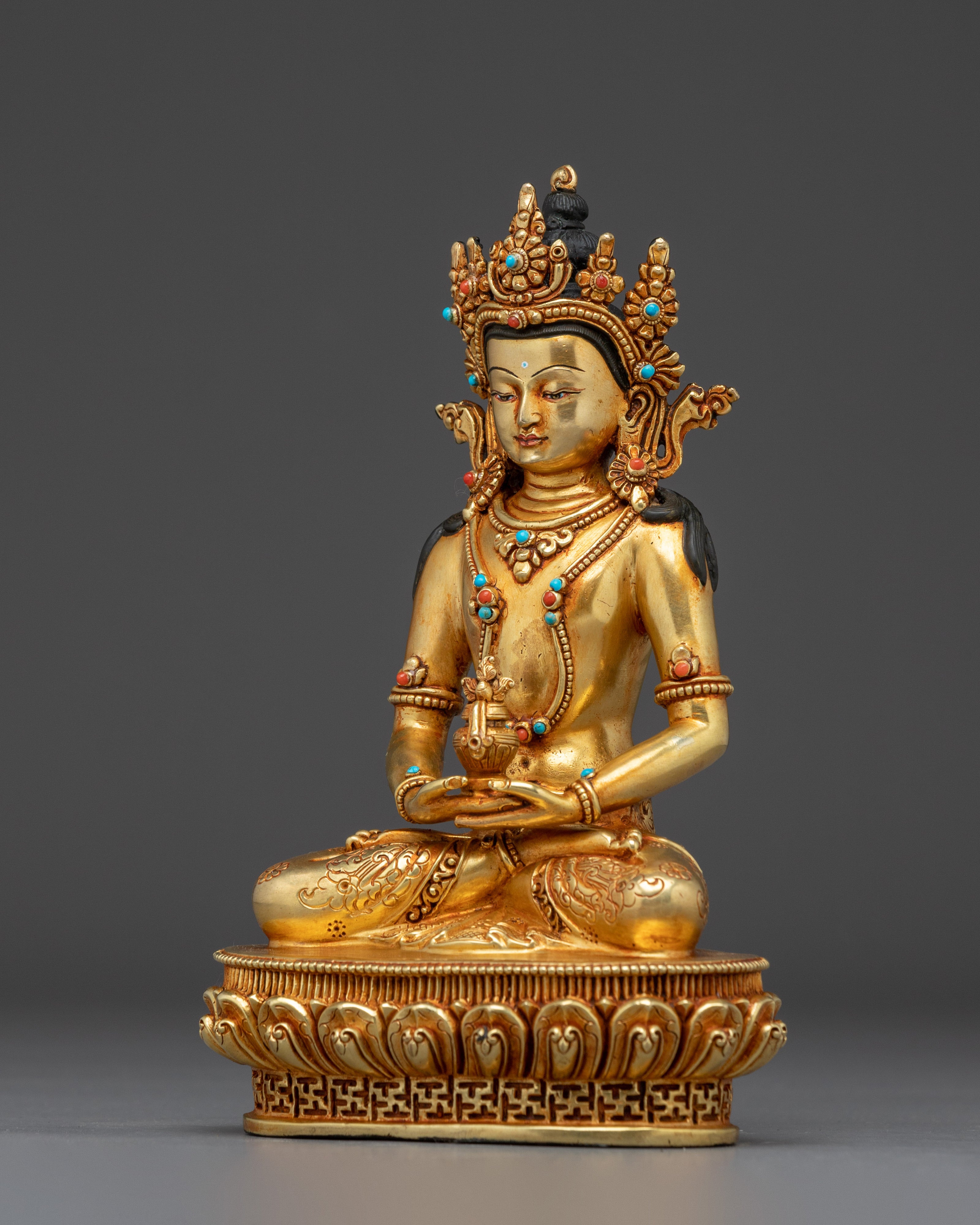 Spiritual Gold Gilded Amitayus Buddha Art | Perfect for Spirituality Meditation