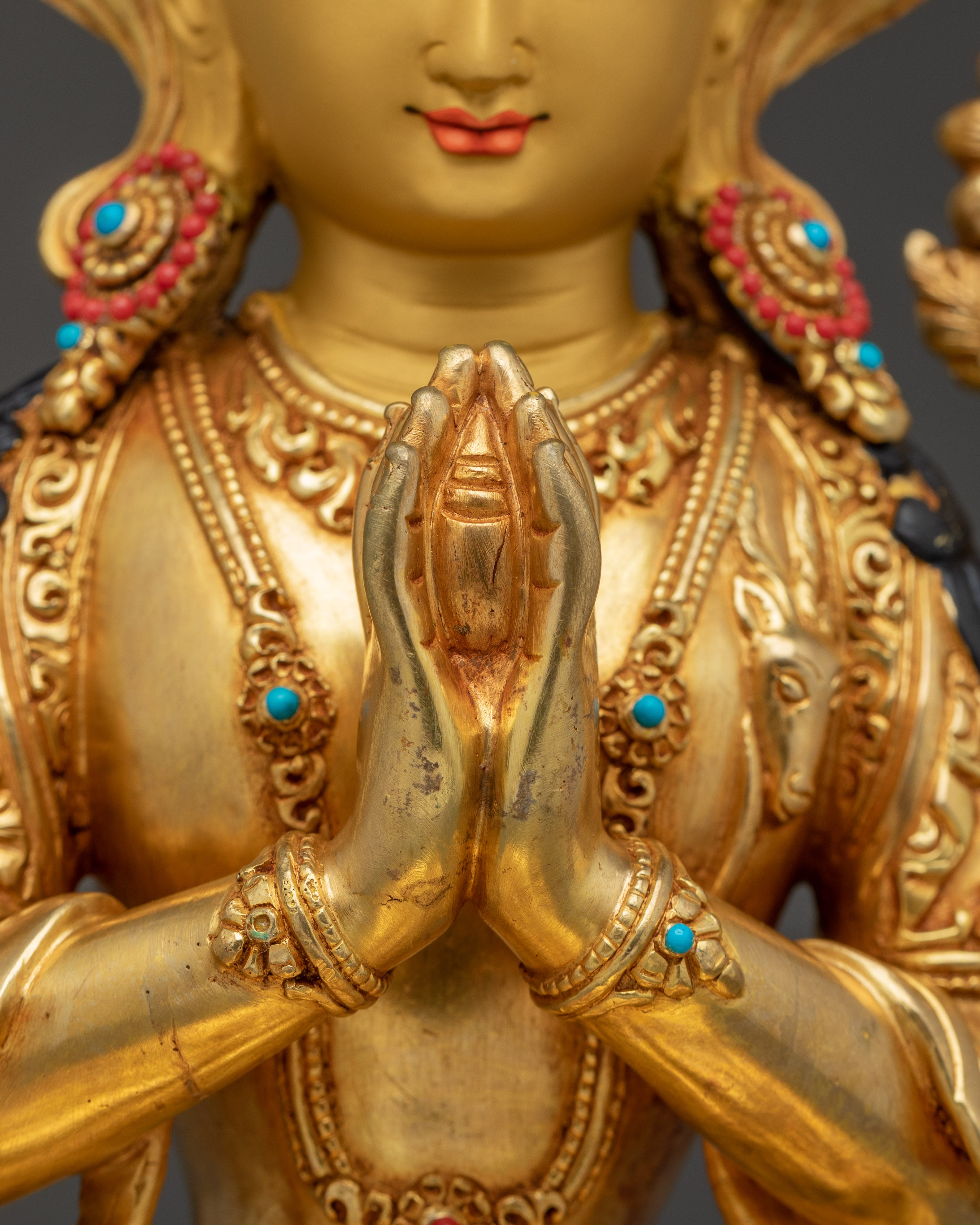 Copper Chenrezig Statue: The Bodhisattva of Compassion