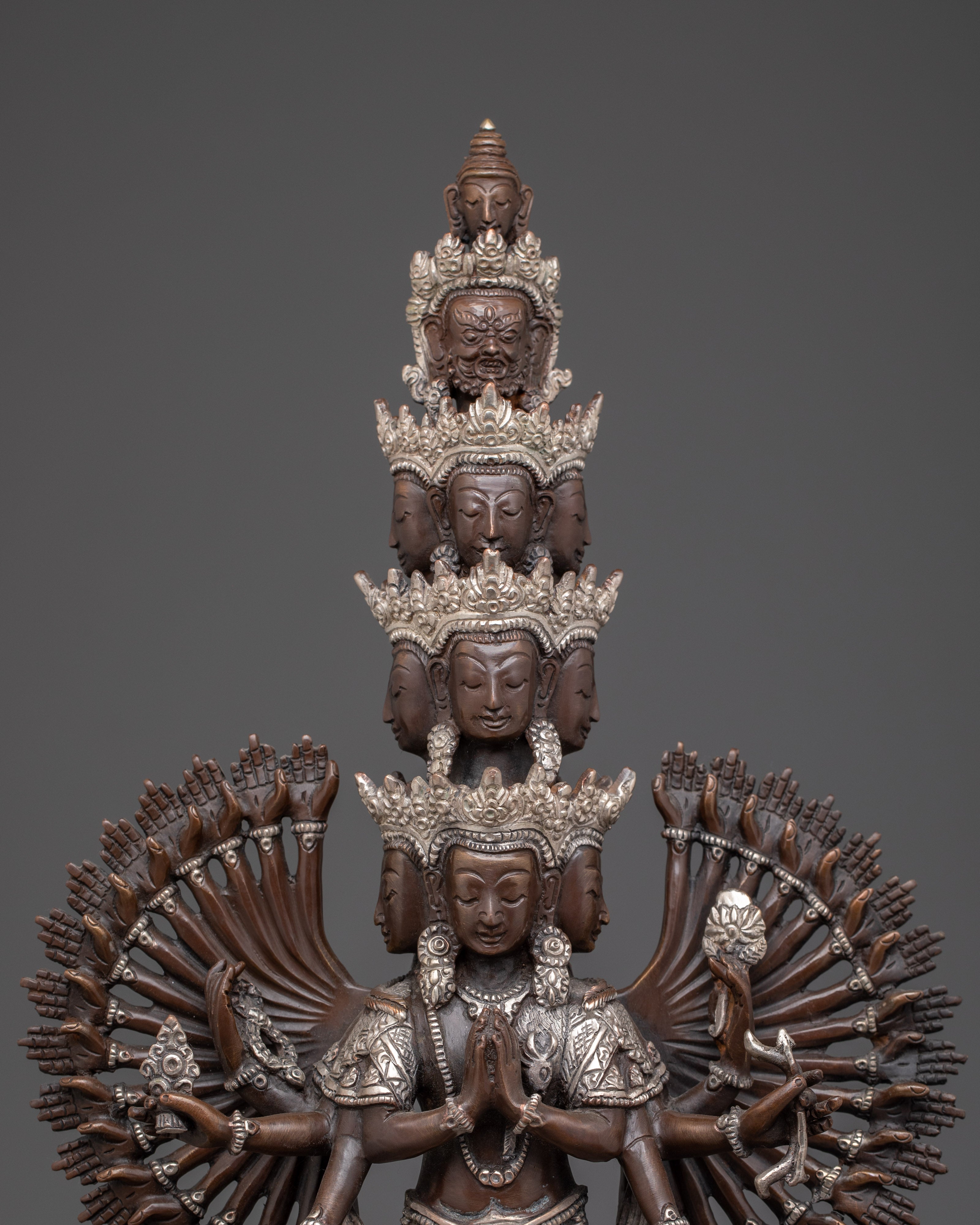 1000 Armed Chenrezig Oxidized Statue | The Bodhisattva of Infinite Compassion