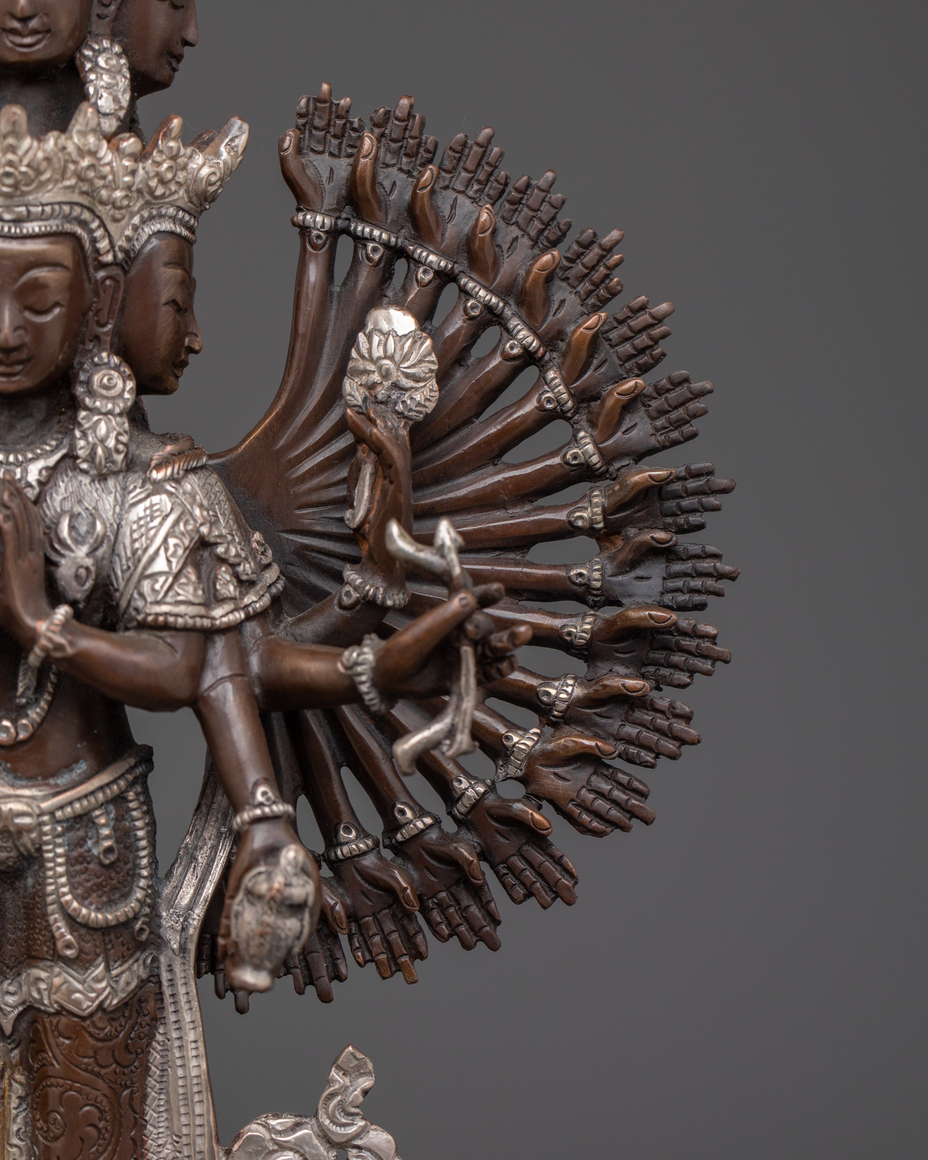1000 Armed Chenrezig Oxidized Statue | The Bodhisattva of Infinite Compassion