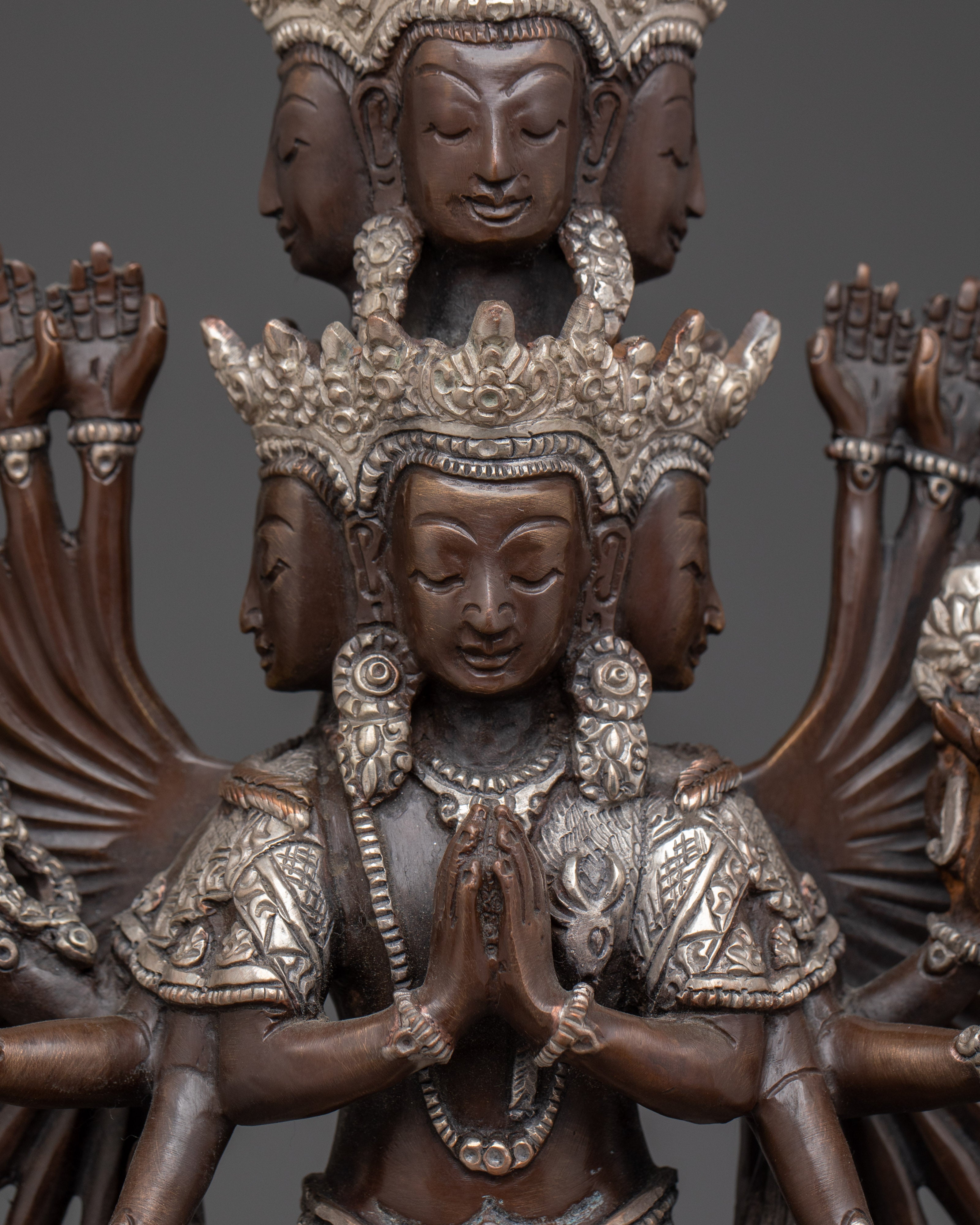 1000 Armed Chenrezig Oxidized Statue | The Bodhisattva of Infinite Compassion