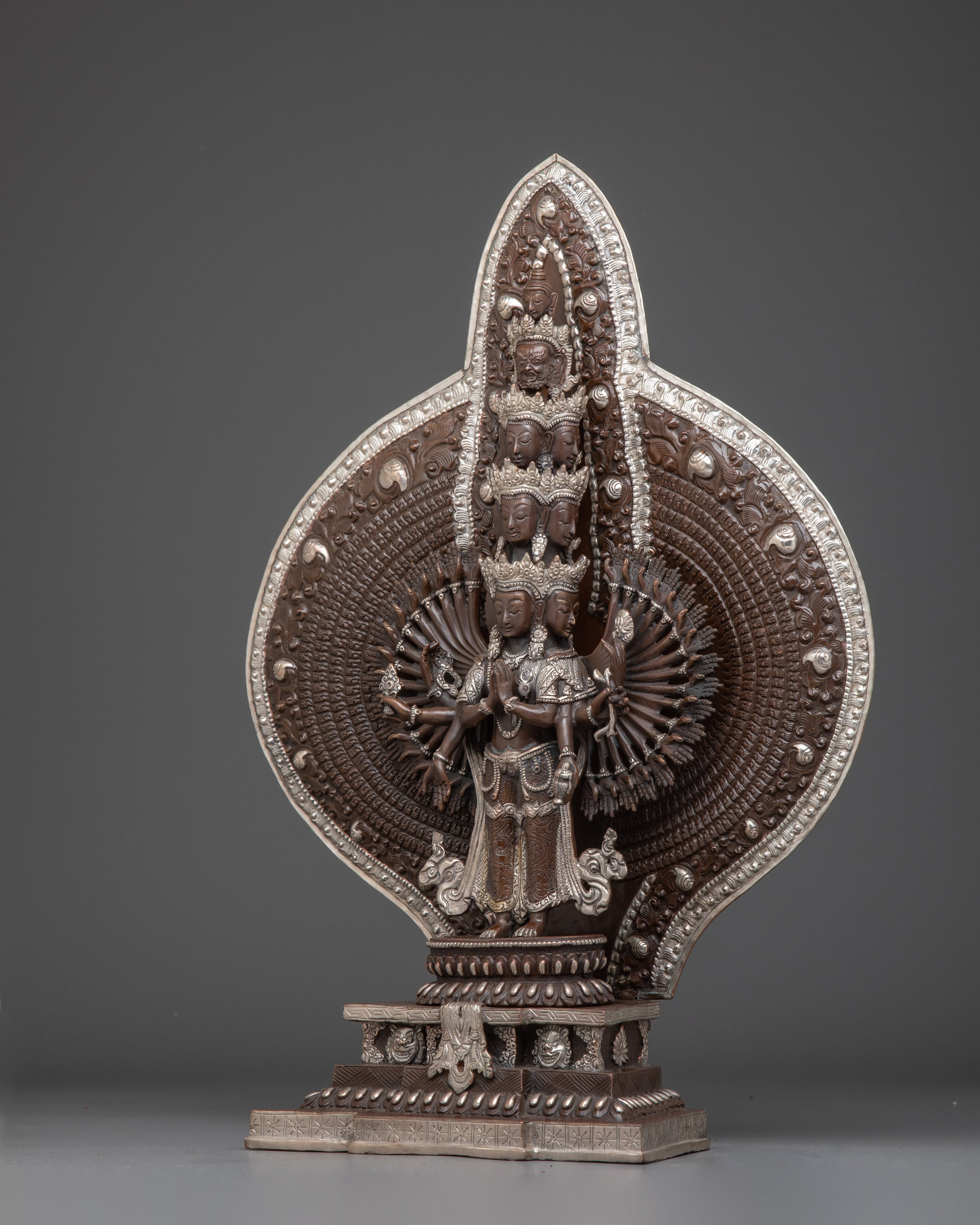 1000 Armed Chenrezig Oxidized Statue | The Bodhisattva of Infinite Compassion