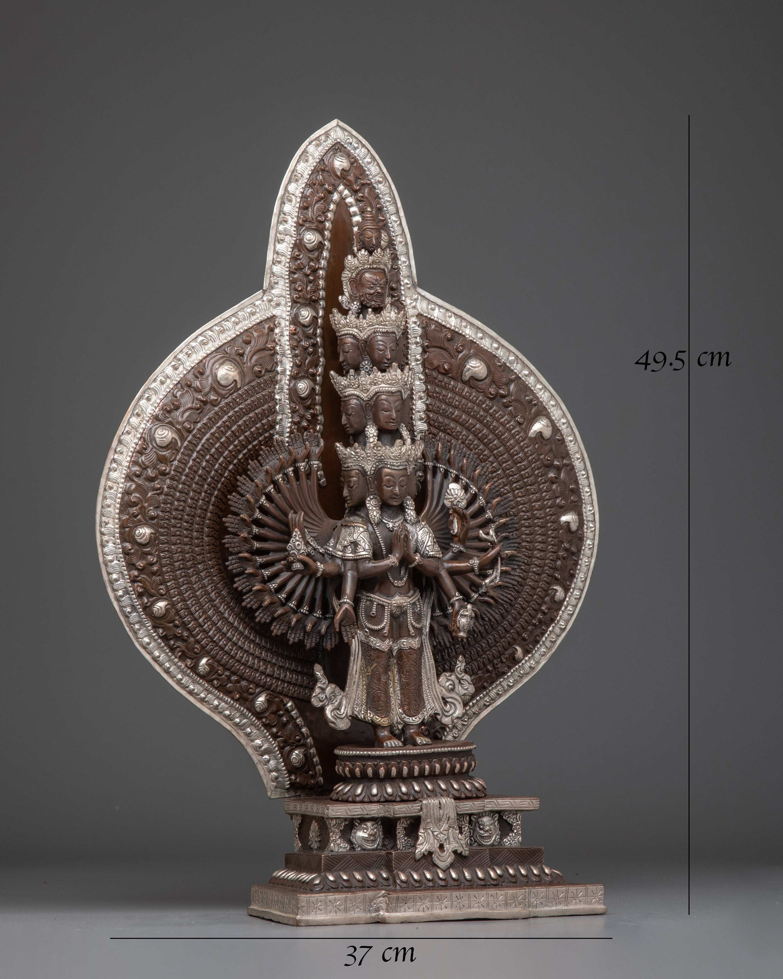 1000 Armed Chenrezig Oxidized Statue