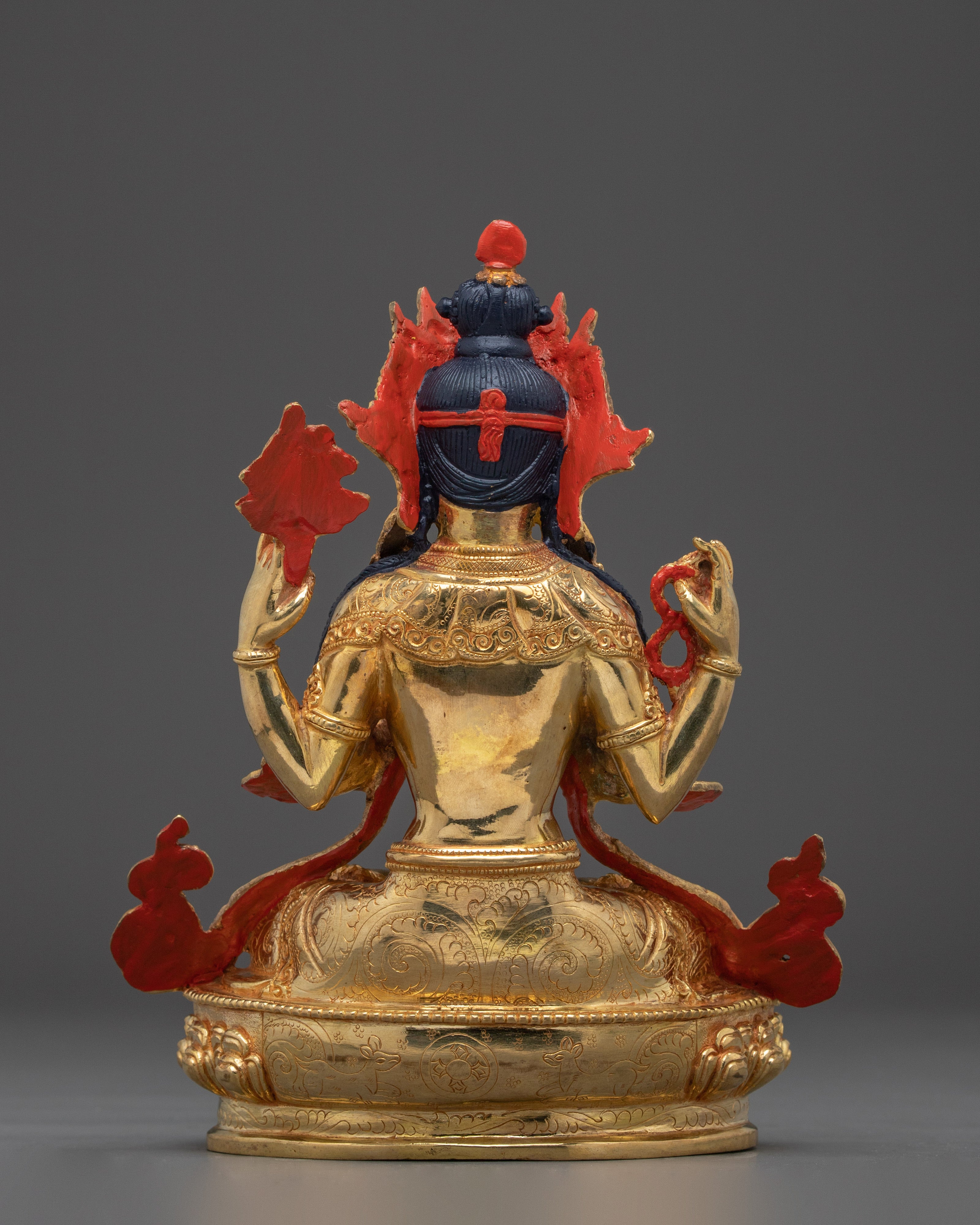 Golden Chenrezig Copper Art | Meditation and Spiritual Decor
