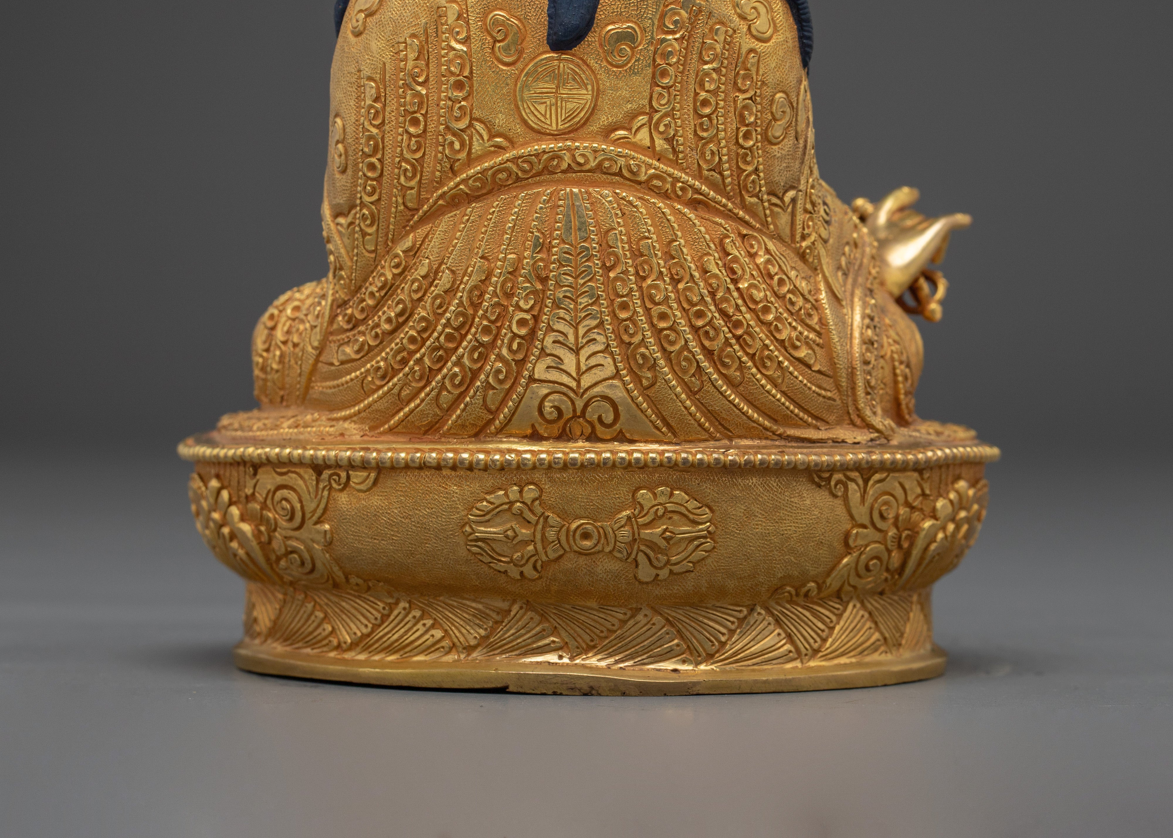 Guru Rinpoche Padmasambhava Copper Figurine | Golden Buddhist Sculpture