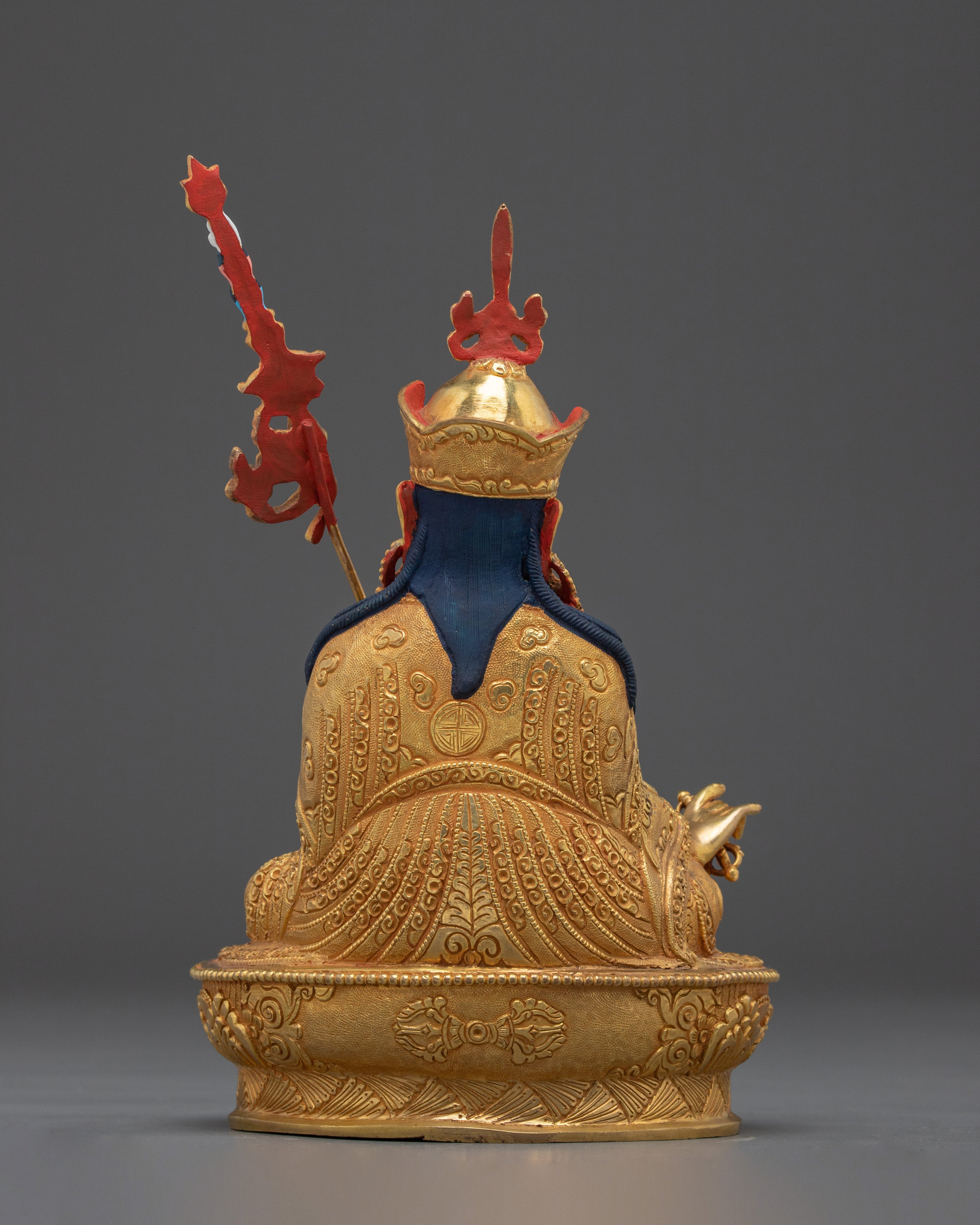 Guru Rinpoche Padmasambhava Copper Figurine | Golden Buddhist Sculpture