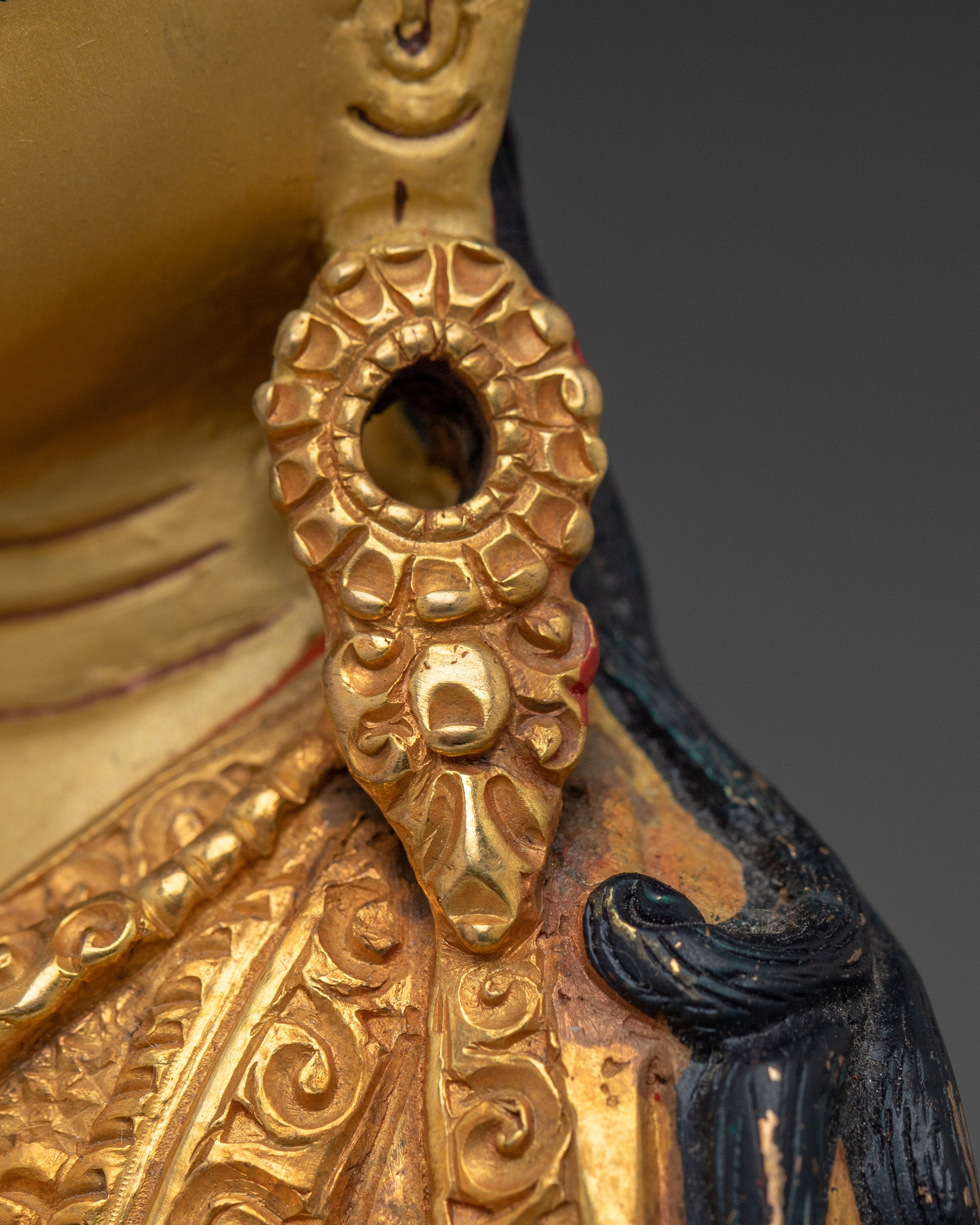 Nepalese Handmade Golden Guru Rinpoche Art | Padmasambhava Figurine
