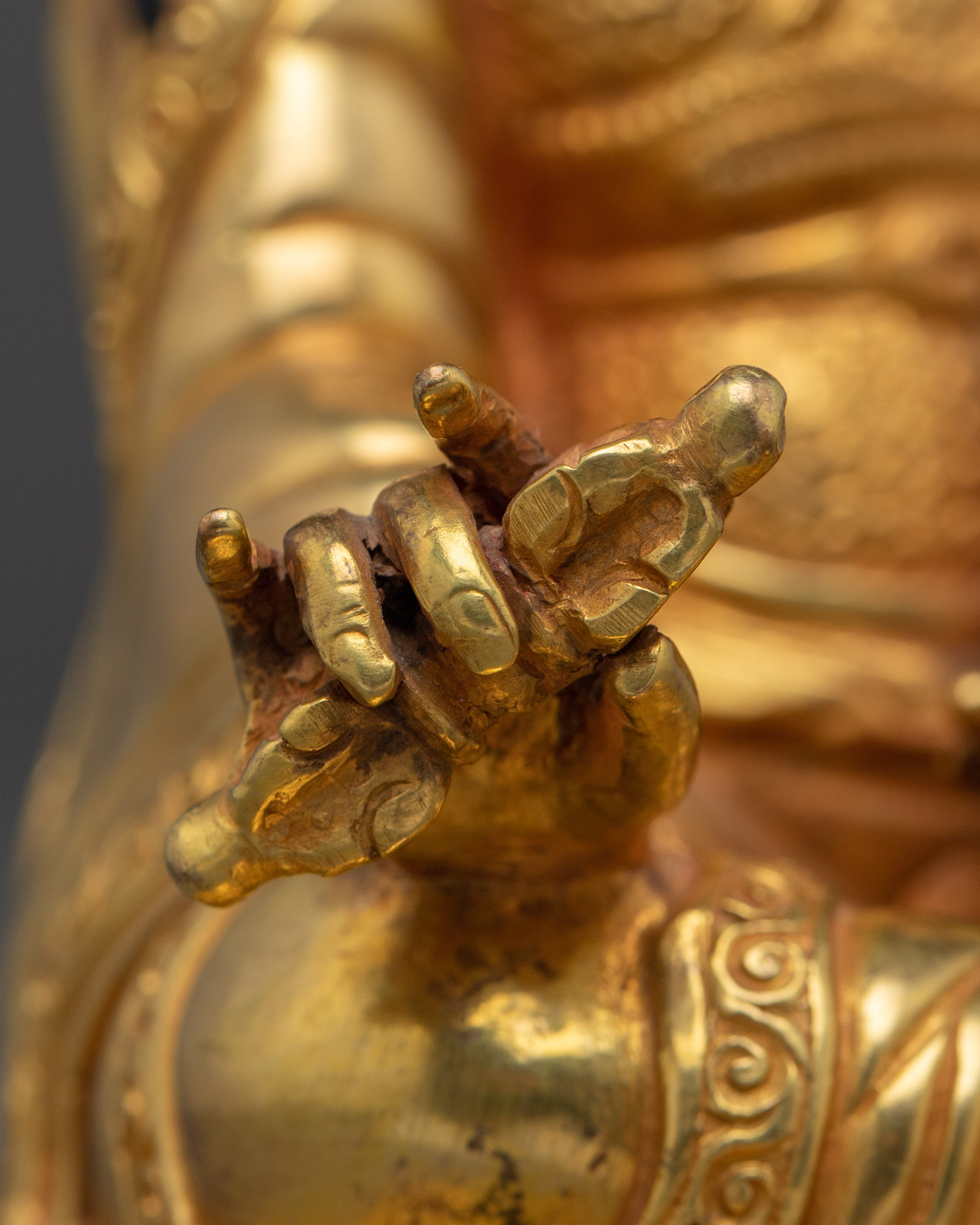 Nepalese Handmade Golden Guru Rinpoche Art | Padmasambhava Figurine