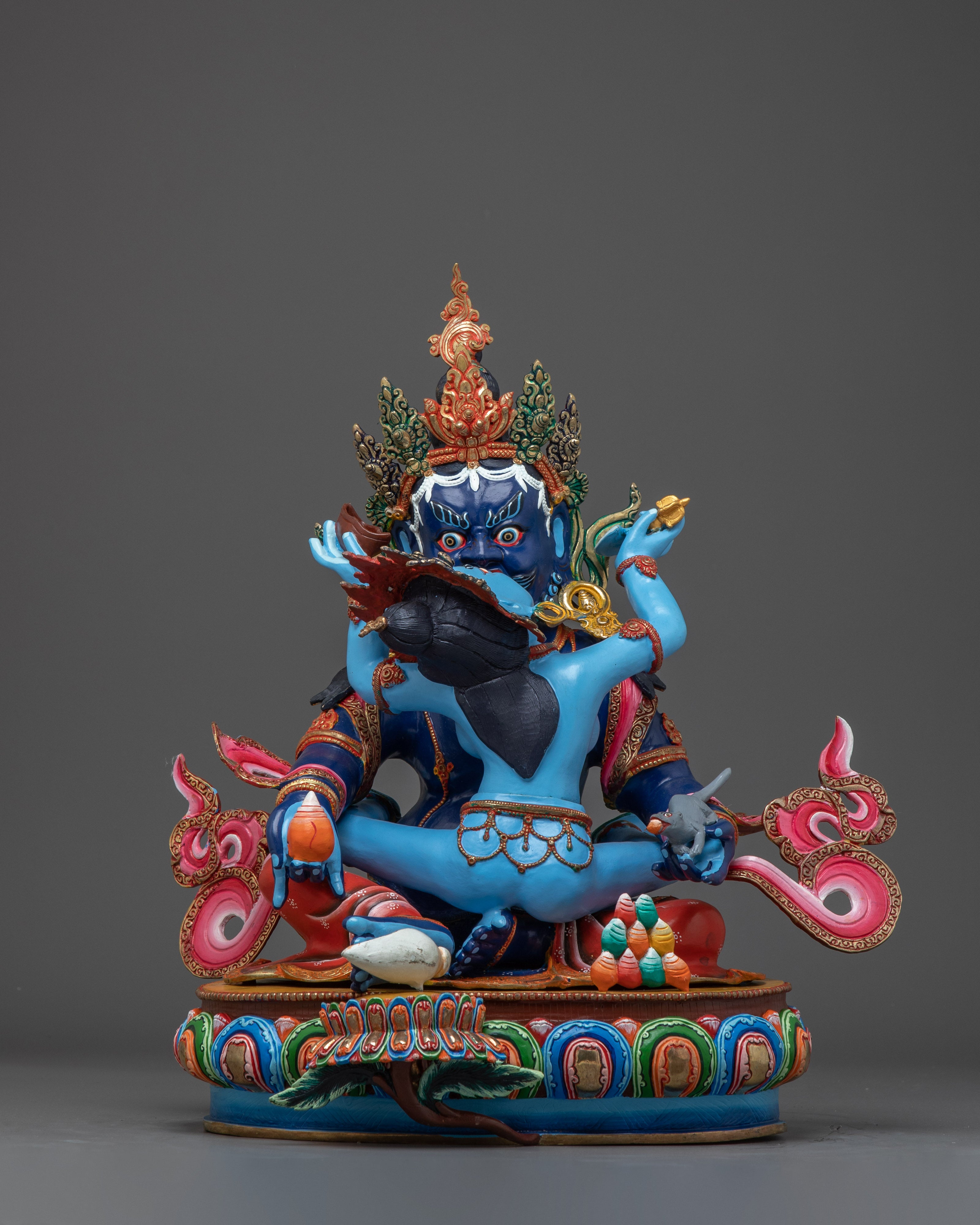 Blue Dzambhala with Consort | The Guardian of Prosperity