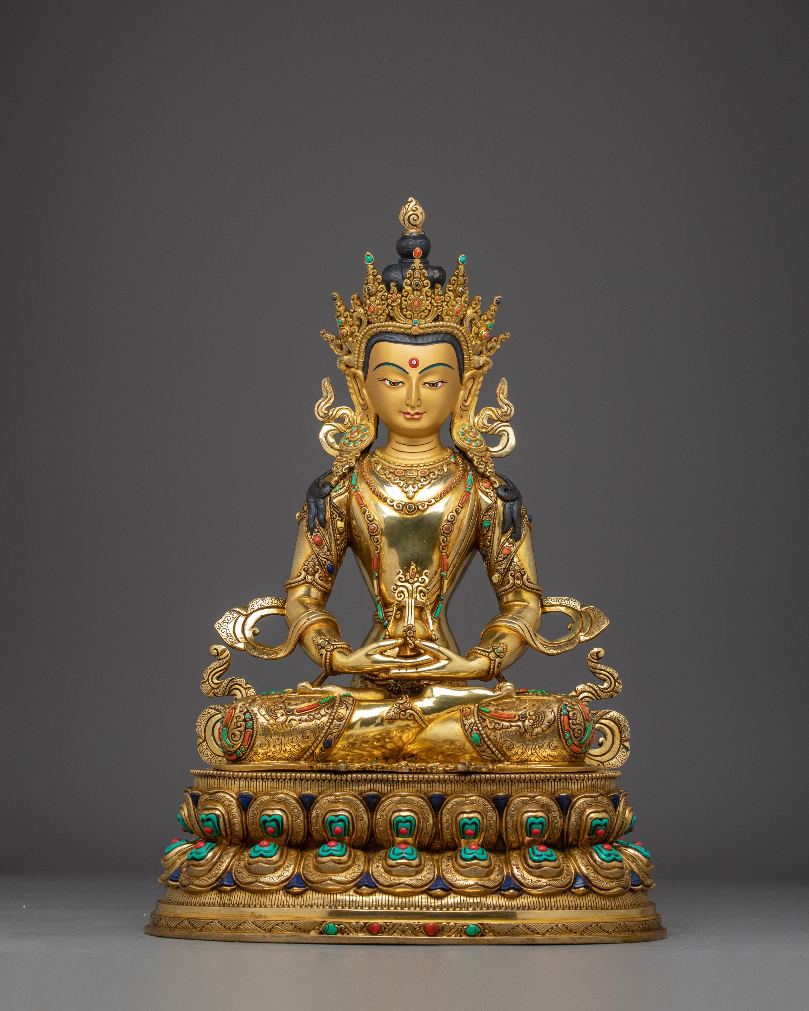 Sacred Buddhist Artwork of Golden Amitayus | Life-Extending Buddha