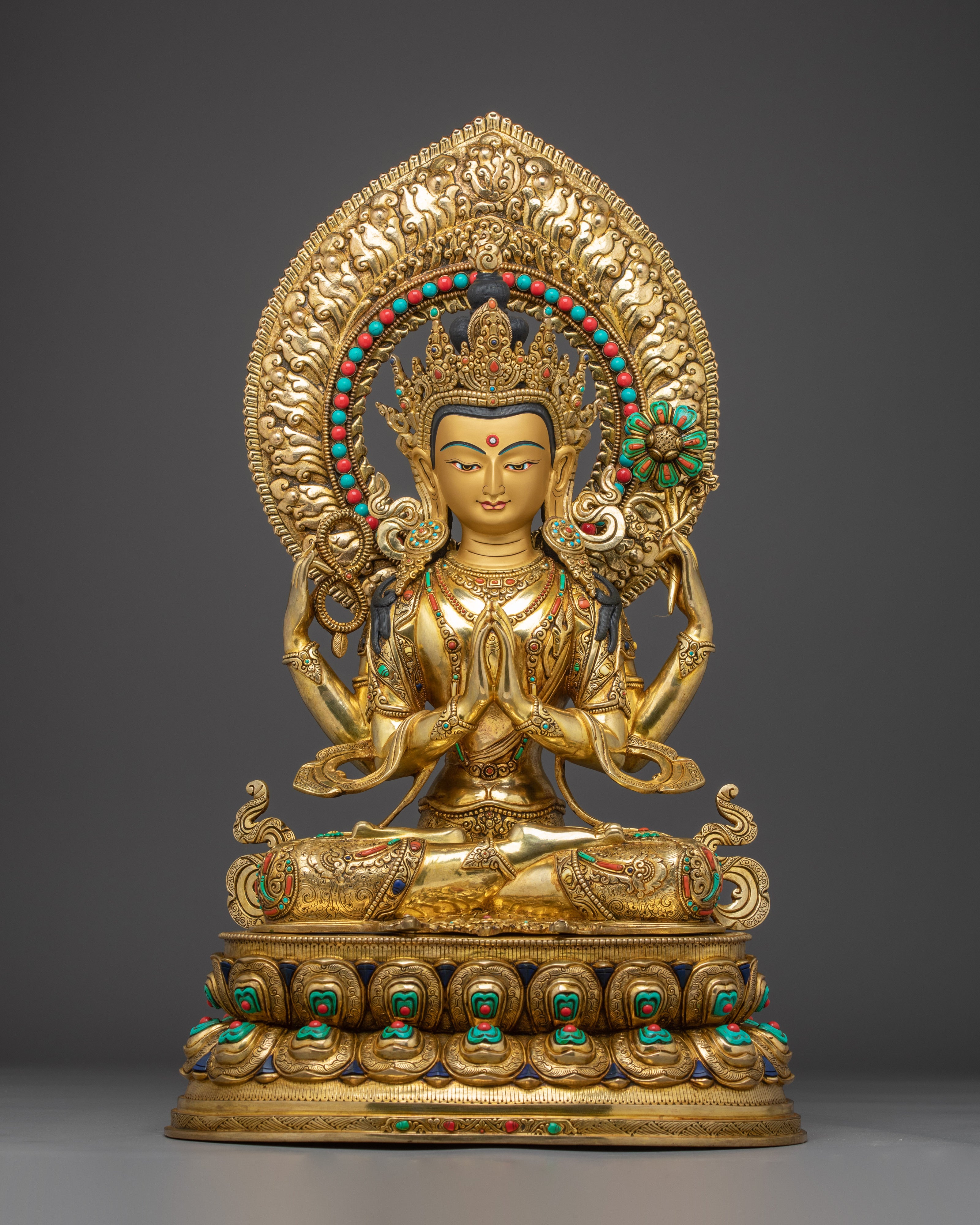 Gold Gilded Bodhisattva Set | Handcrafted Nepali Statues