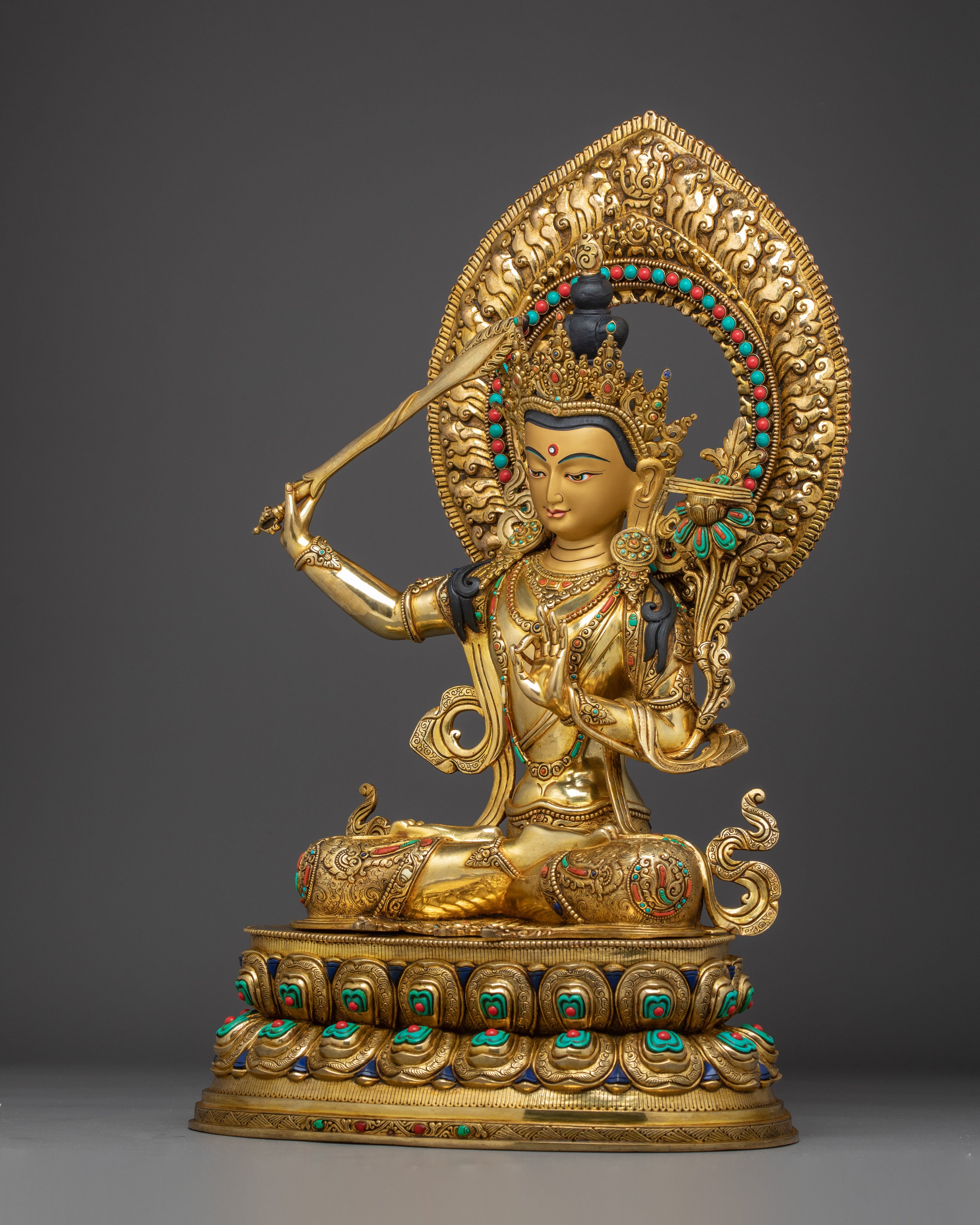 Prajna Bodhisattva Golden Manjushri Art | Wielder of the Flaming Sword