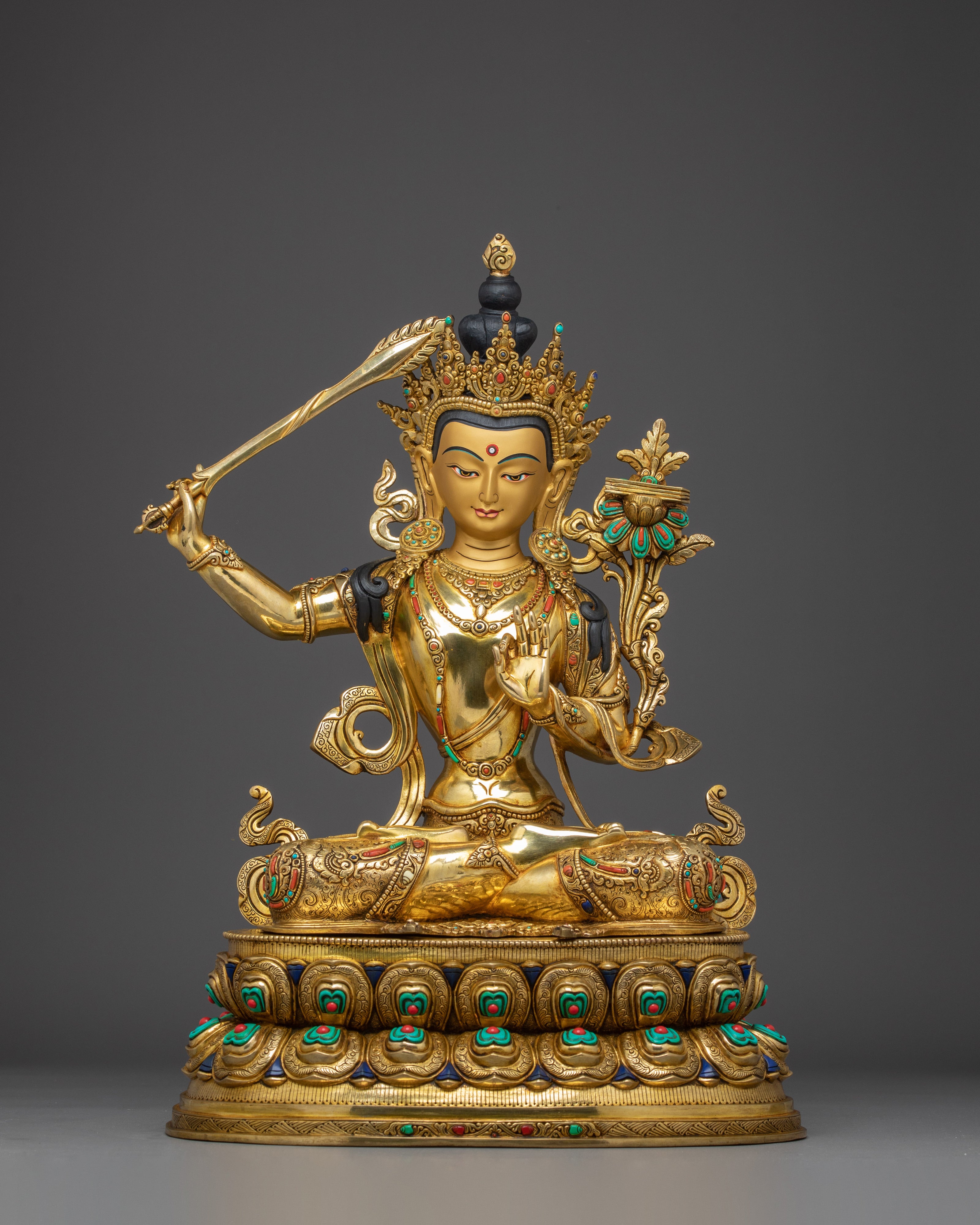 Prajna Bodhisattva Golden Manjushri Art | Wielder of the Flaming Sword