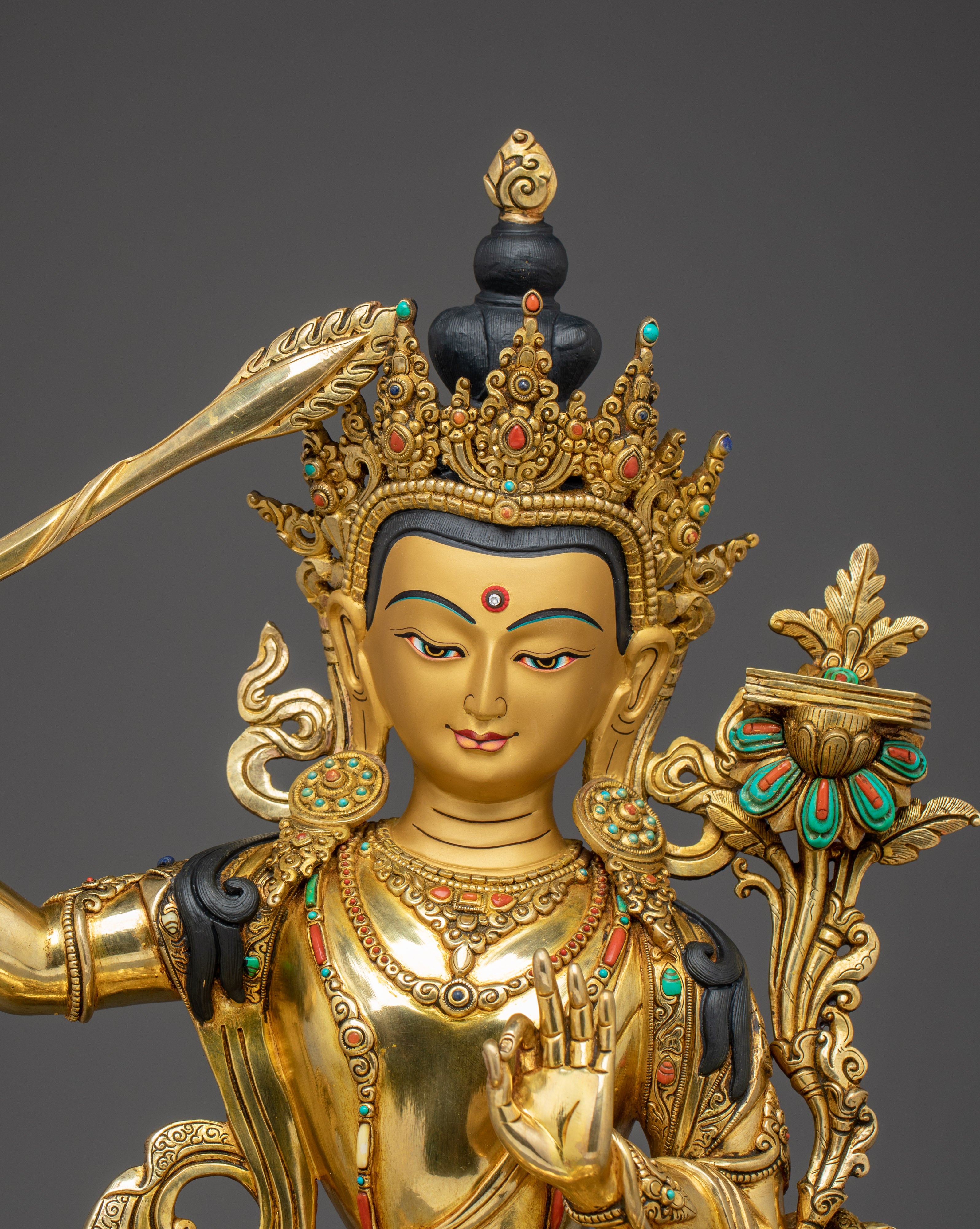 Prajna Bodhisattva Golden Manjushri Art | Wielder of the Flaming Sword