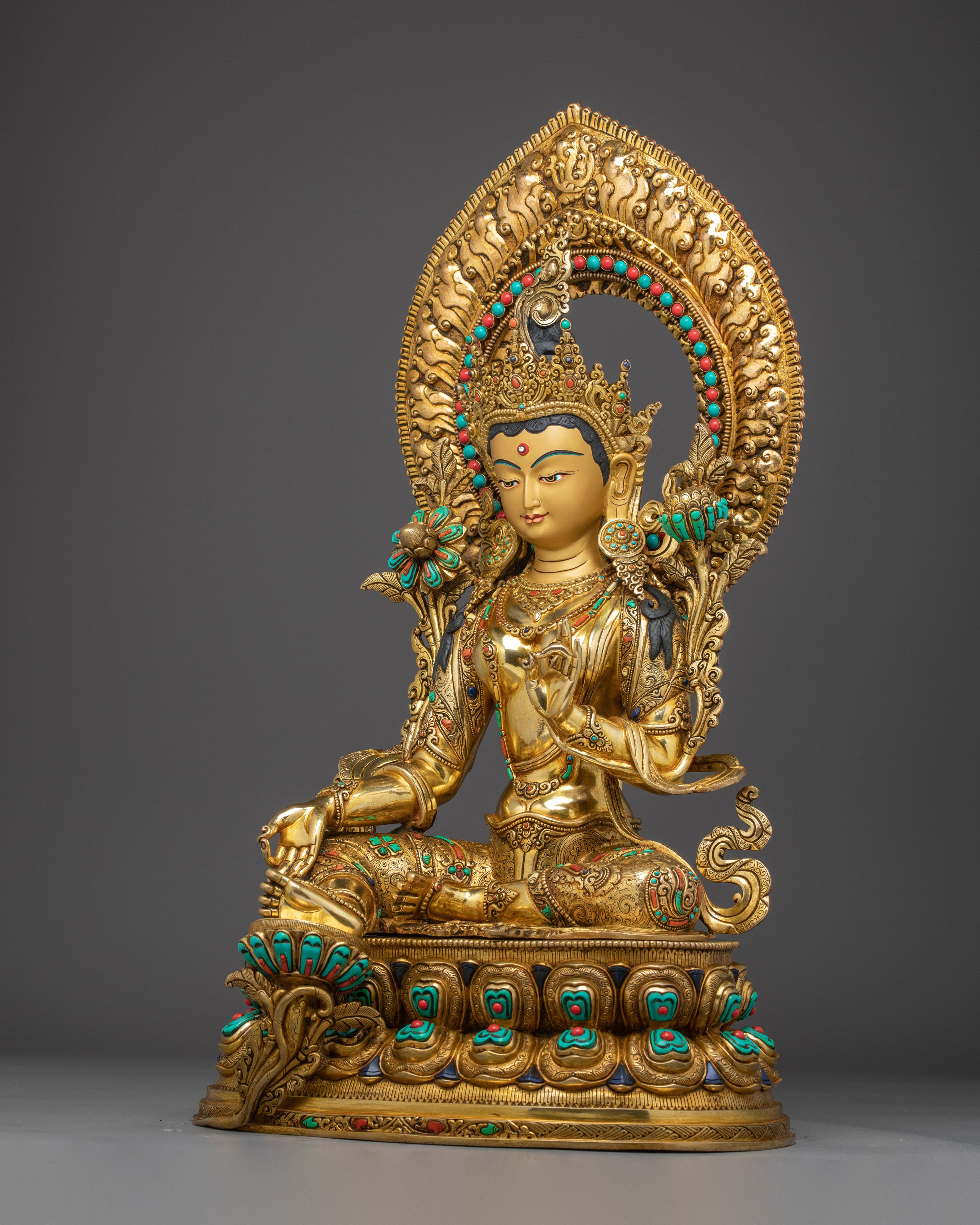 Green Tara Art, Tibetan Deity Sculpture | Meditation Decor