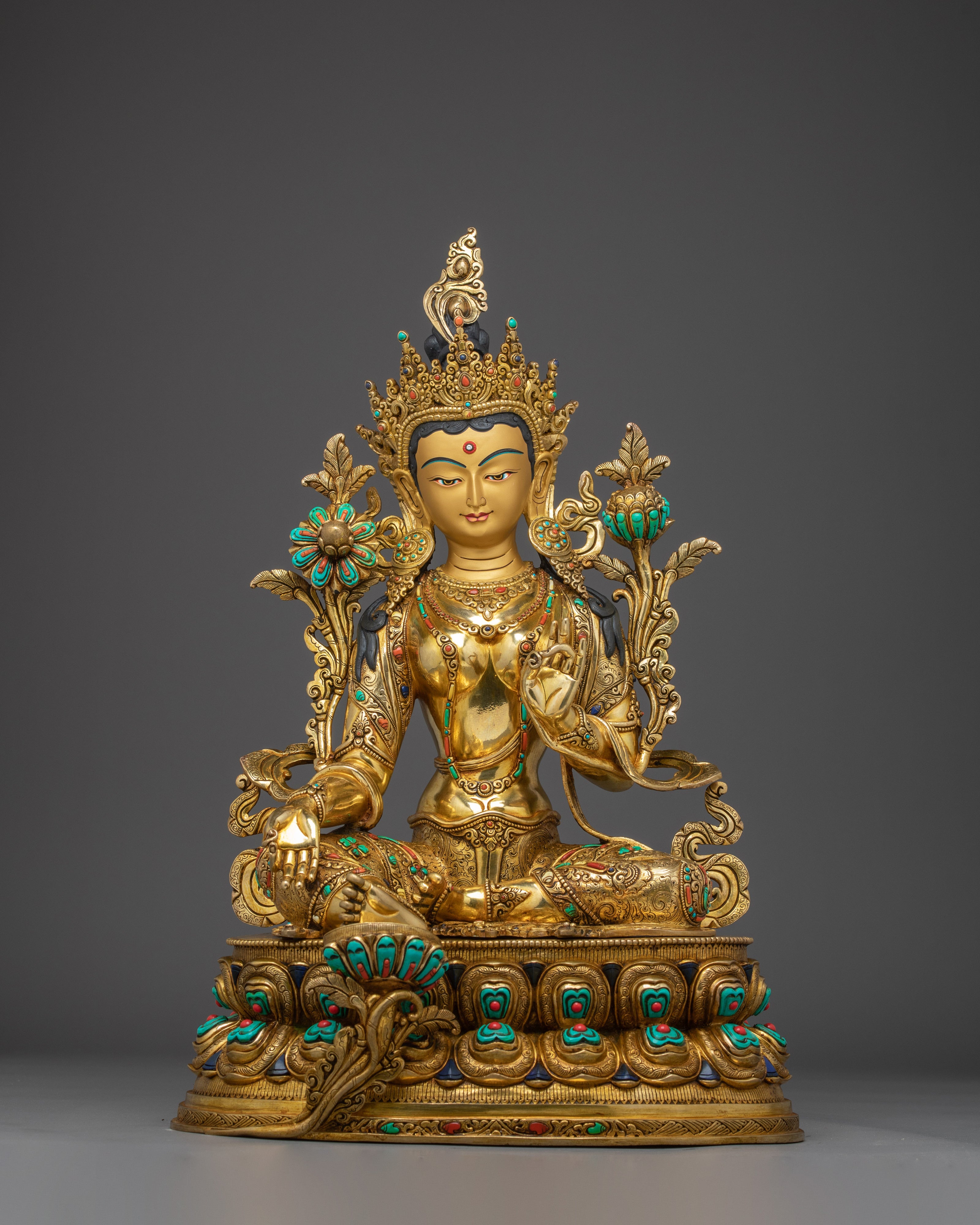 Green Tara Art, Tibetan Deity Sculpture | Meditation Decor