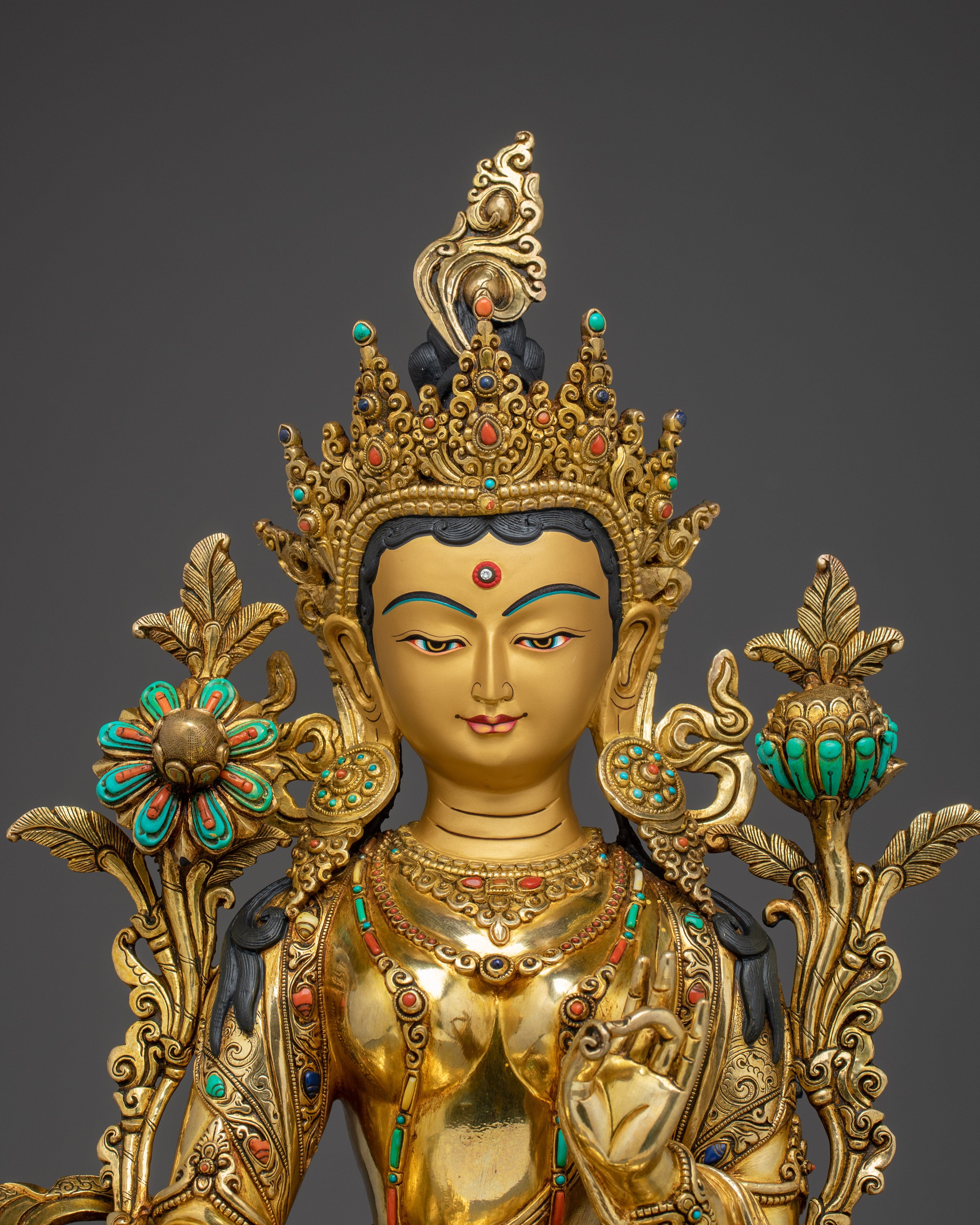 Green Tara Art, Tibetan Deity Sculpture | Meditation Decor