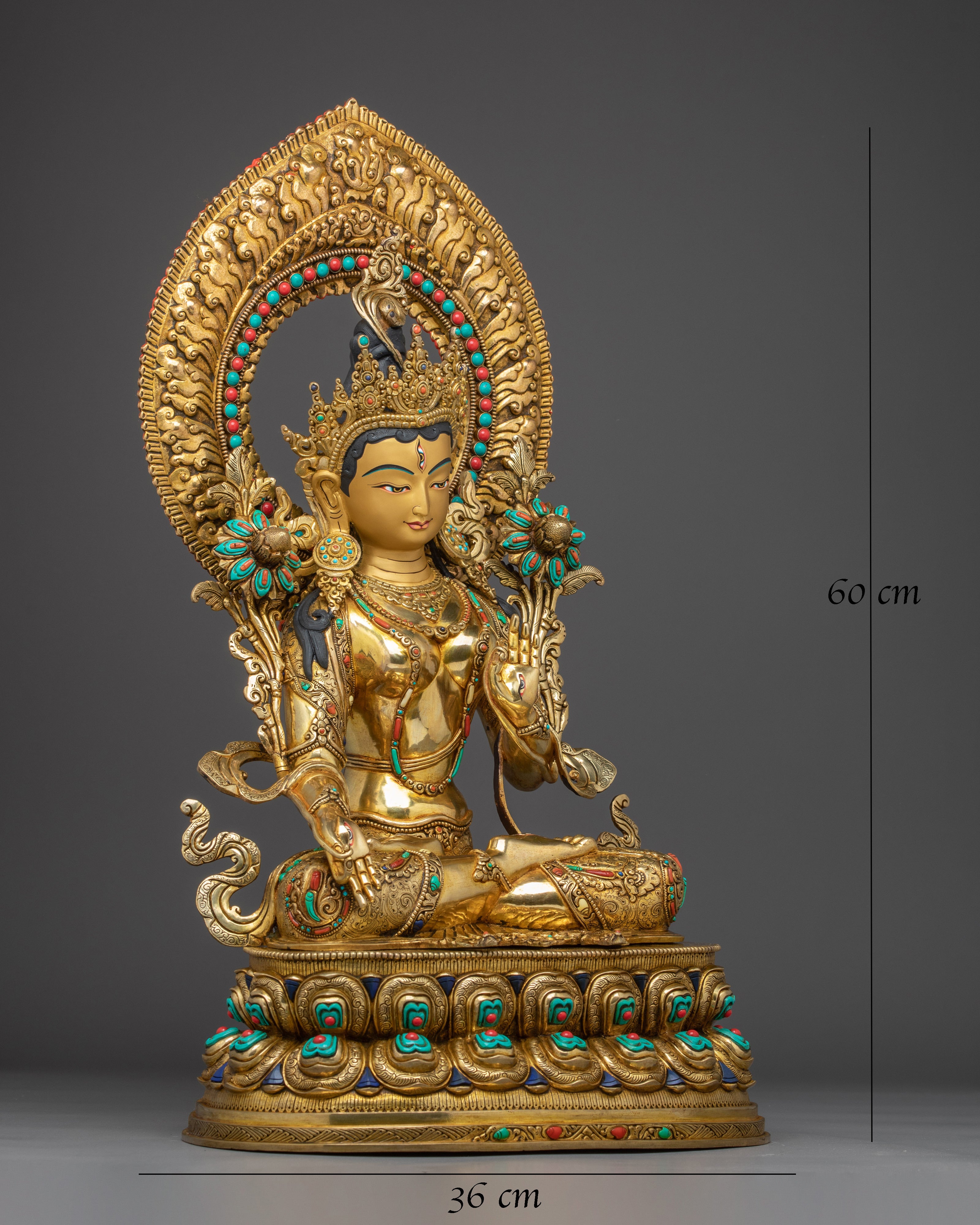 White Tara Buddha with 24K Gold Gilded